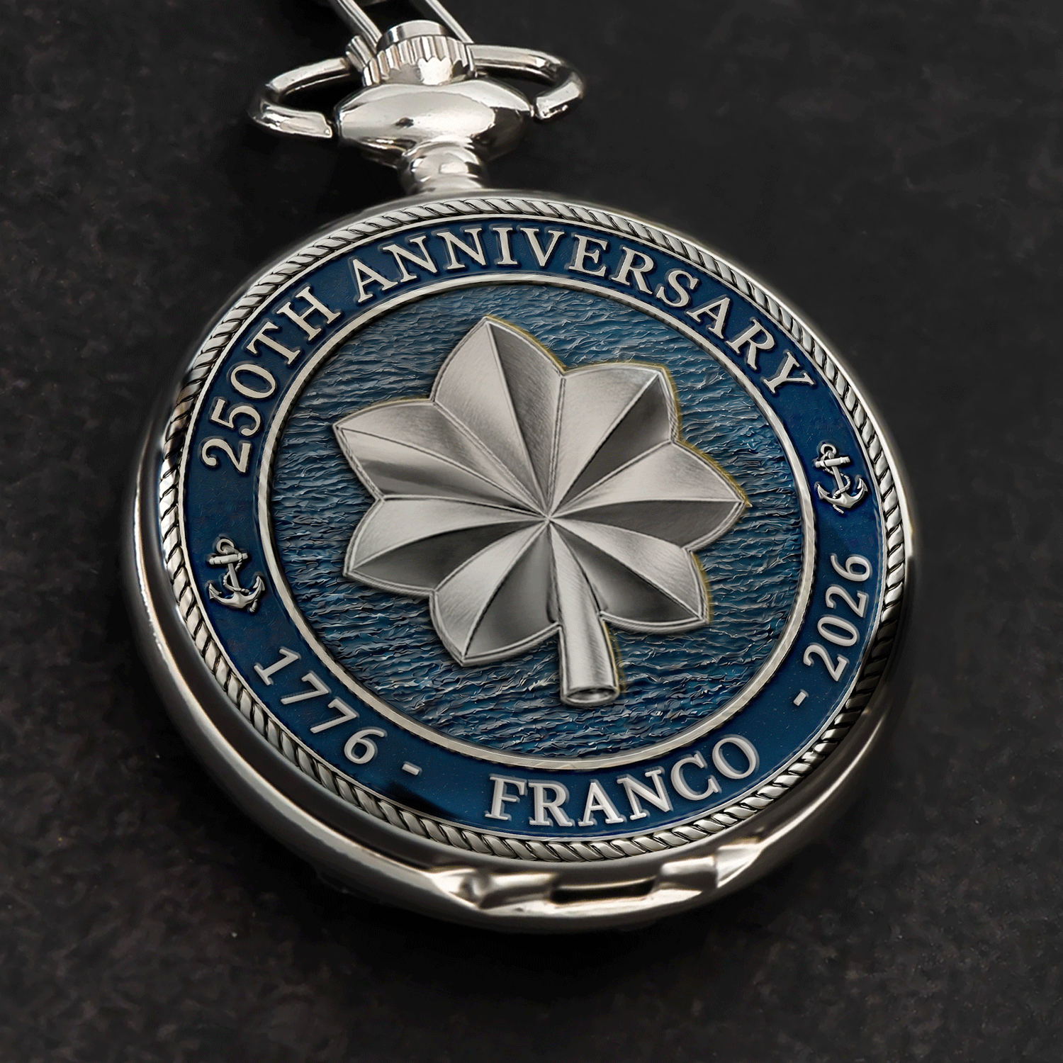 Custom US Navy Pocket Watch Veteran Retirement Keepsake