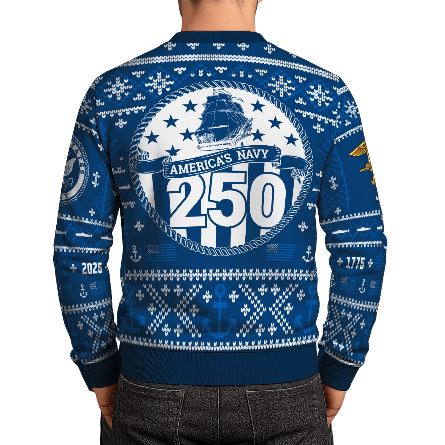 Custom Ranks And Text US Navy Ugly Christmas Sweater for Women Men KAUST01