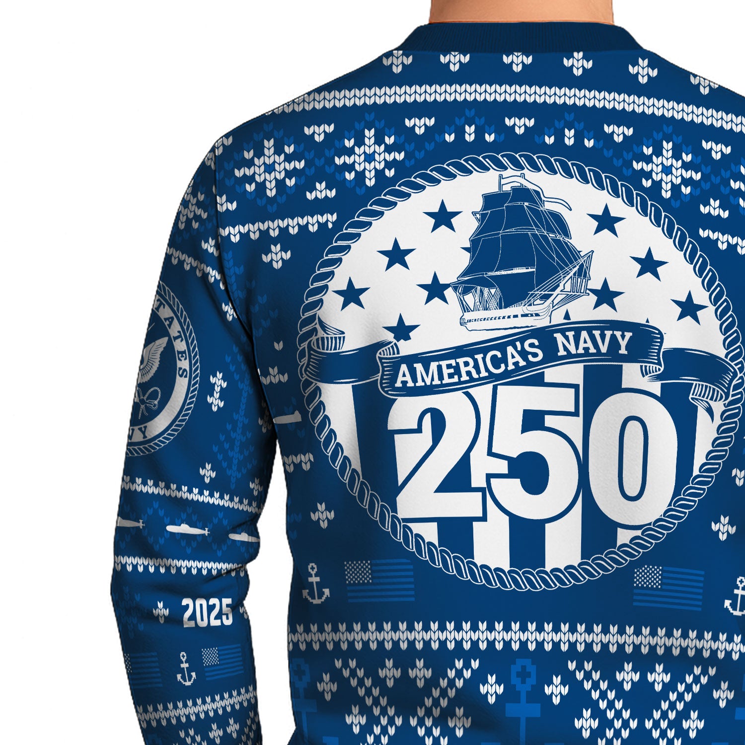 Custom Ranks And Text US Navy Ugly Christmas Sweater for Women Men KAUST01
