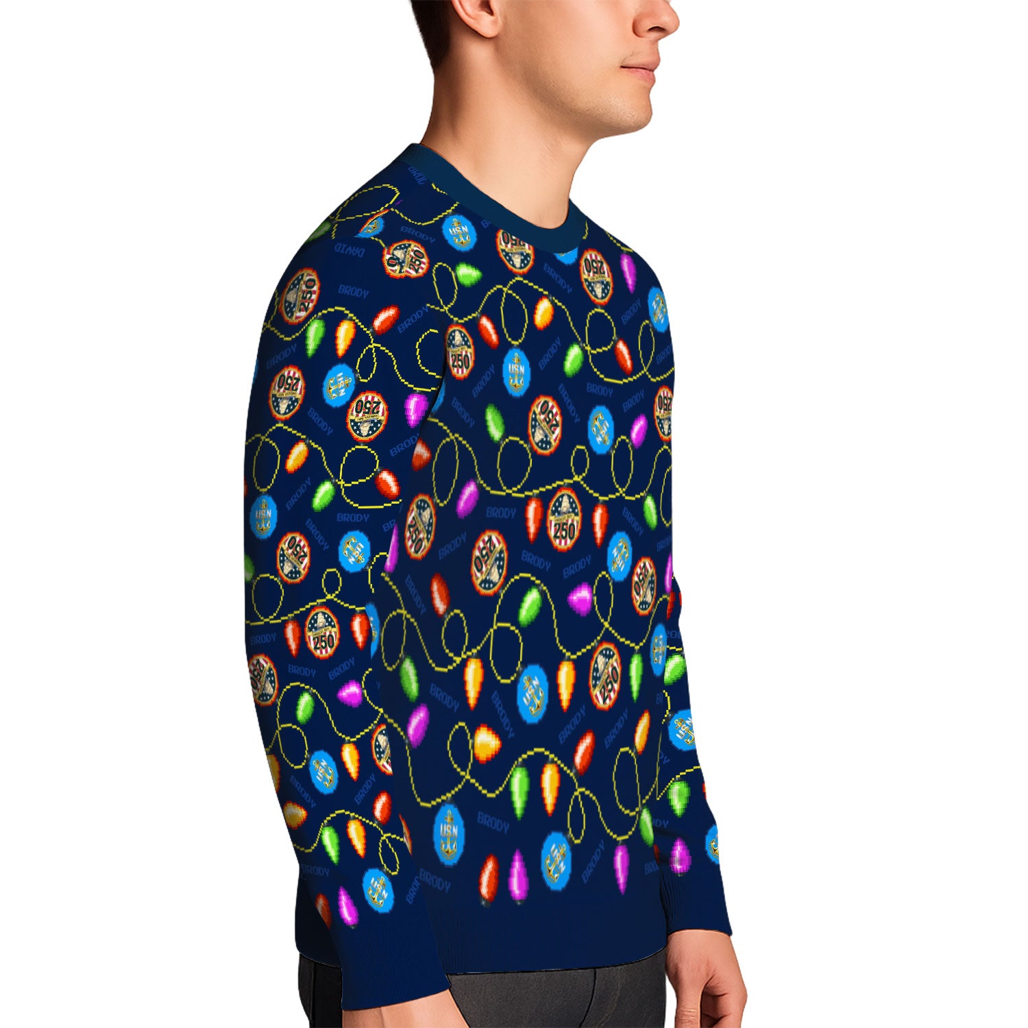 Custom Ranks And Text US Navy Ugly Christmas Sweater for Women Men KAUST02