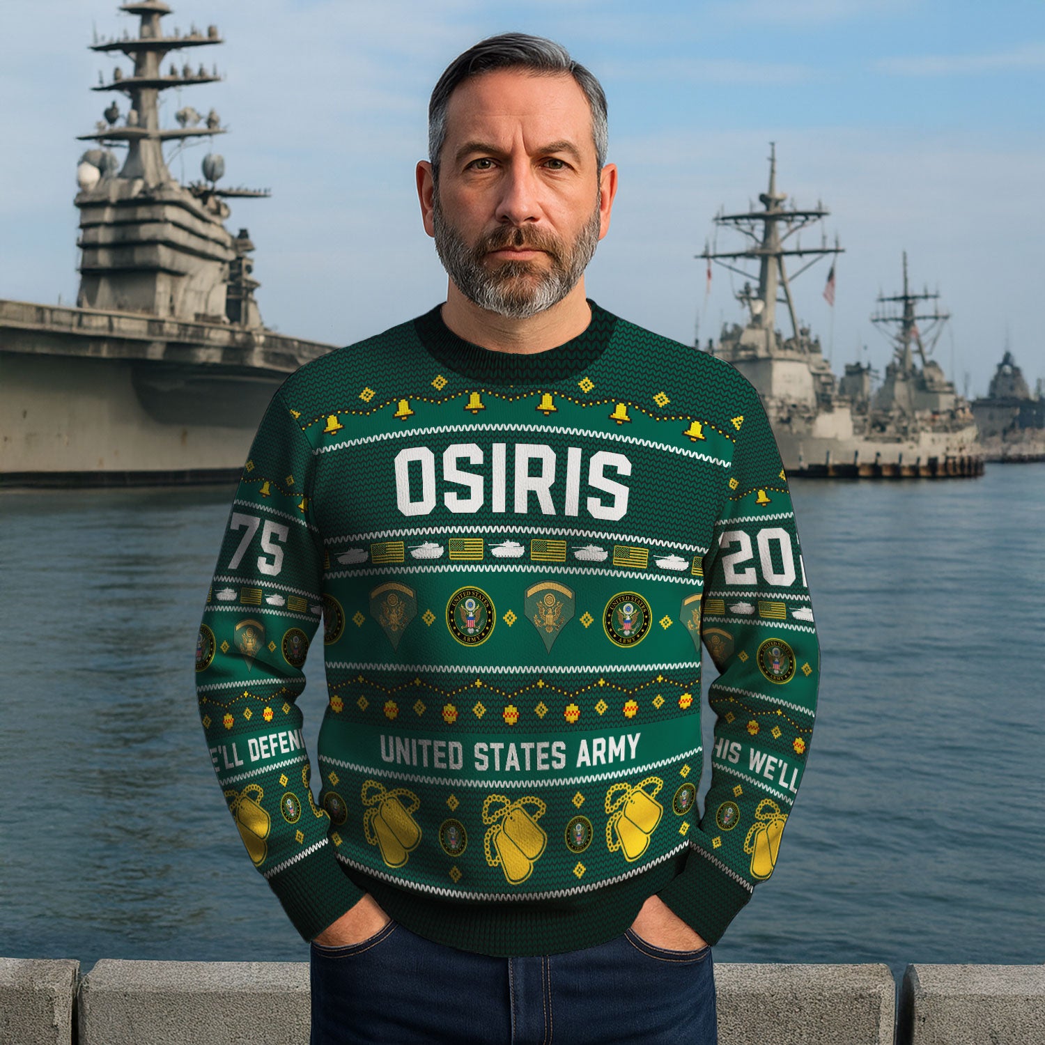 Custom Ranks And Text US Army Ugly Christmas Sweater for Women Men KAUST03