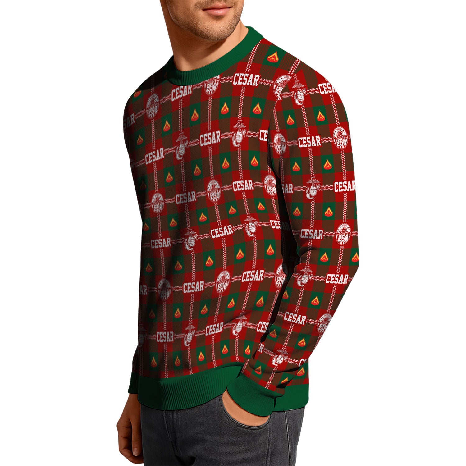 Custom Ranks And Text USMC Ugly Christmas Sweater for Women Men KAUST05