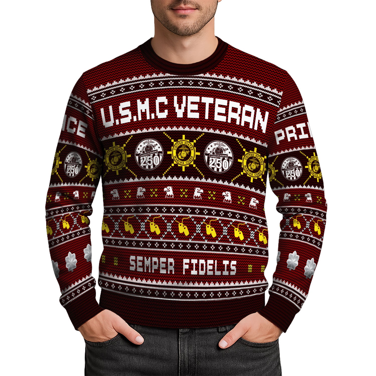 Custom Ranks And Text USMC Ugly Christmas Sweater for Women Men KAUST06