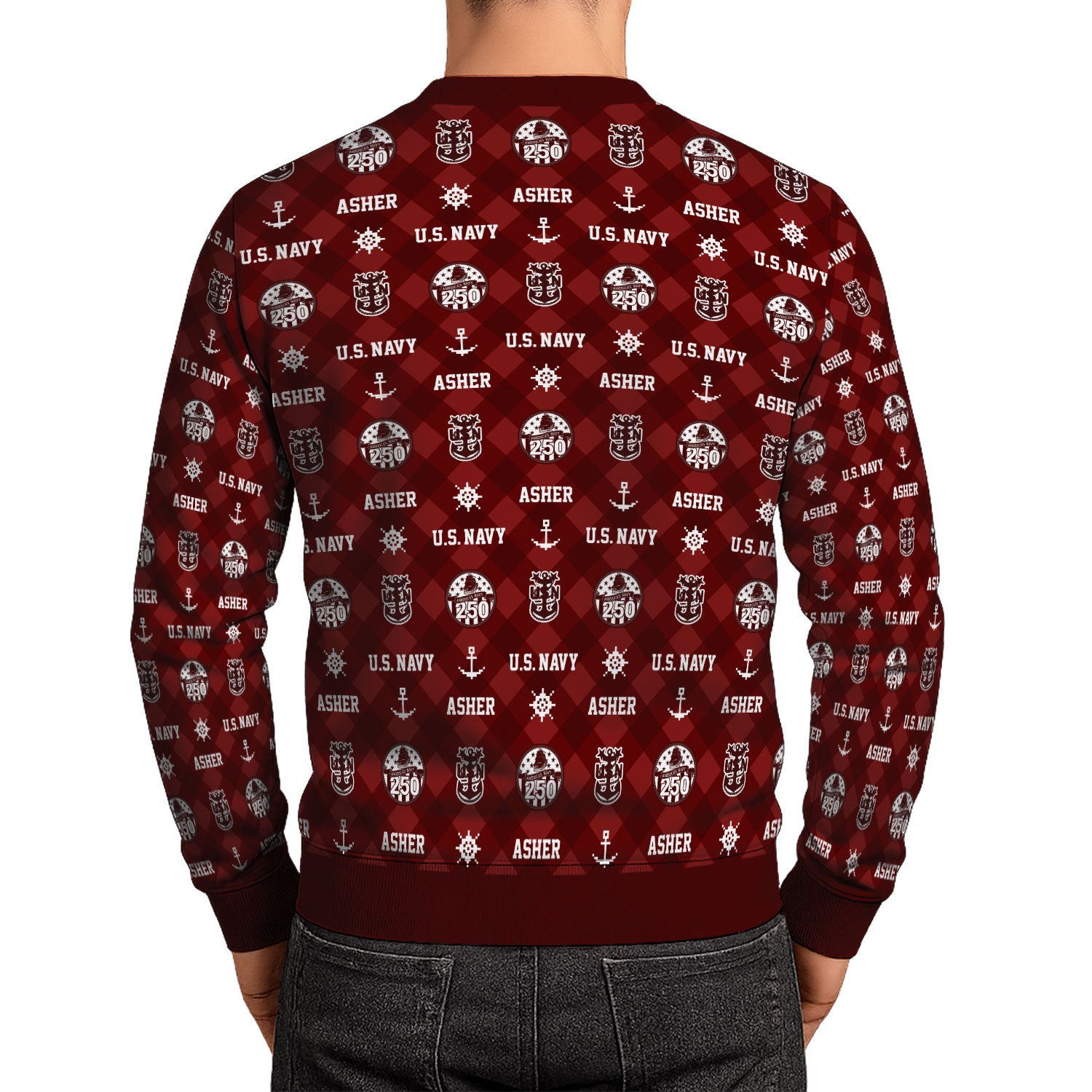 Personalized US Navy Christmas Ugly Sweater KAUST11