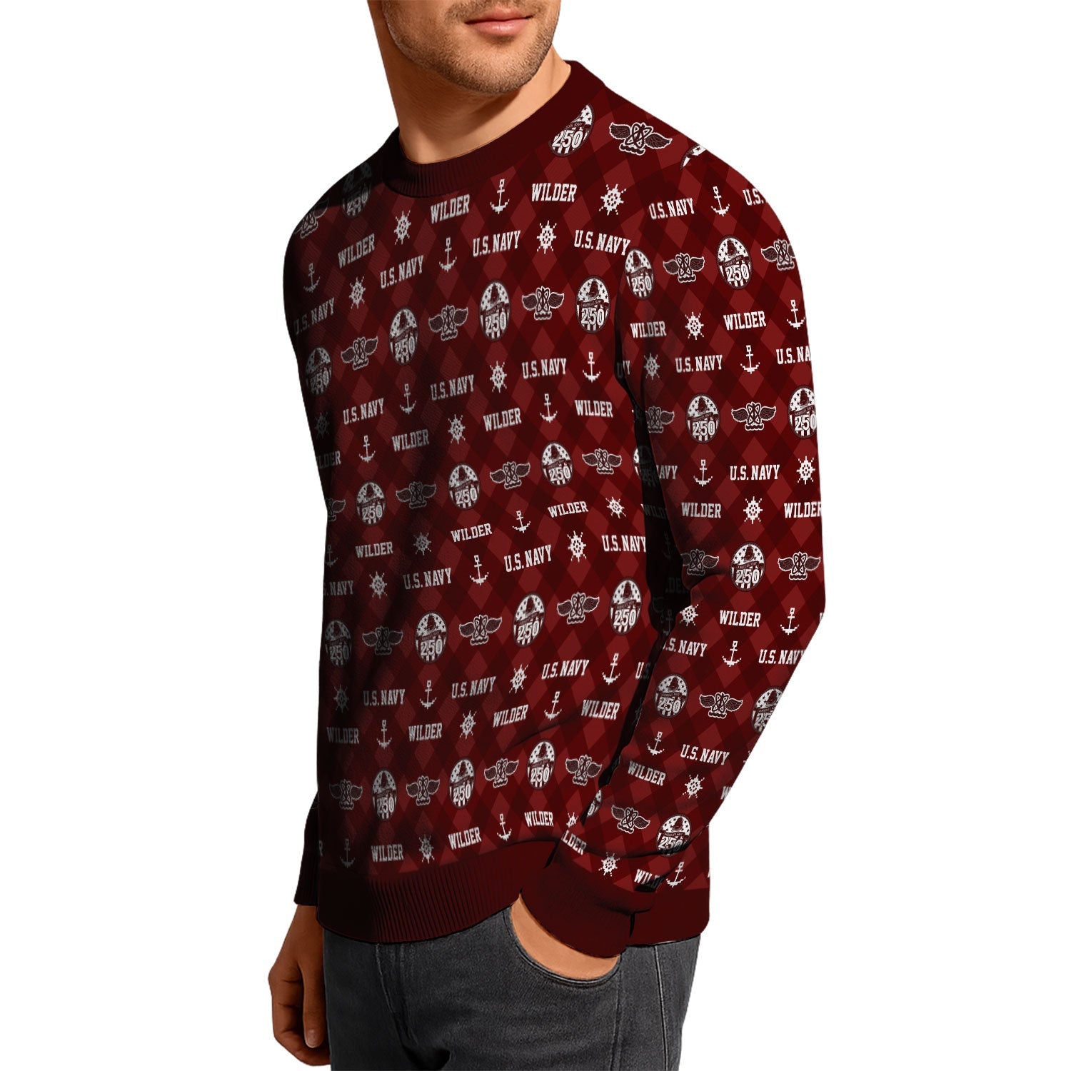 Personalized US Navy Christmas Ugly Sweater KAUST11