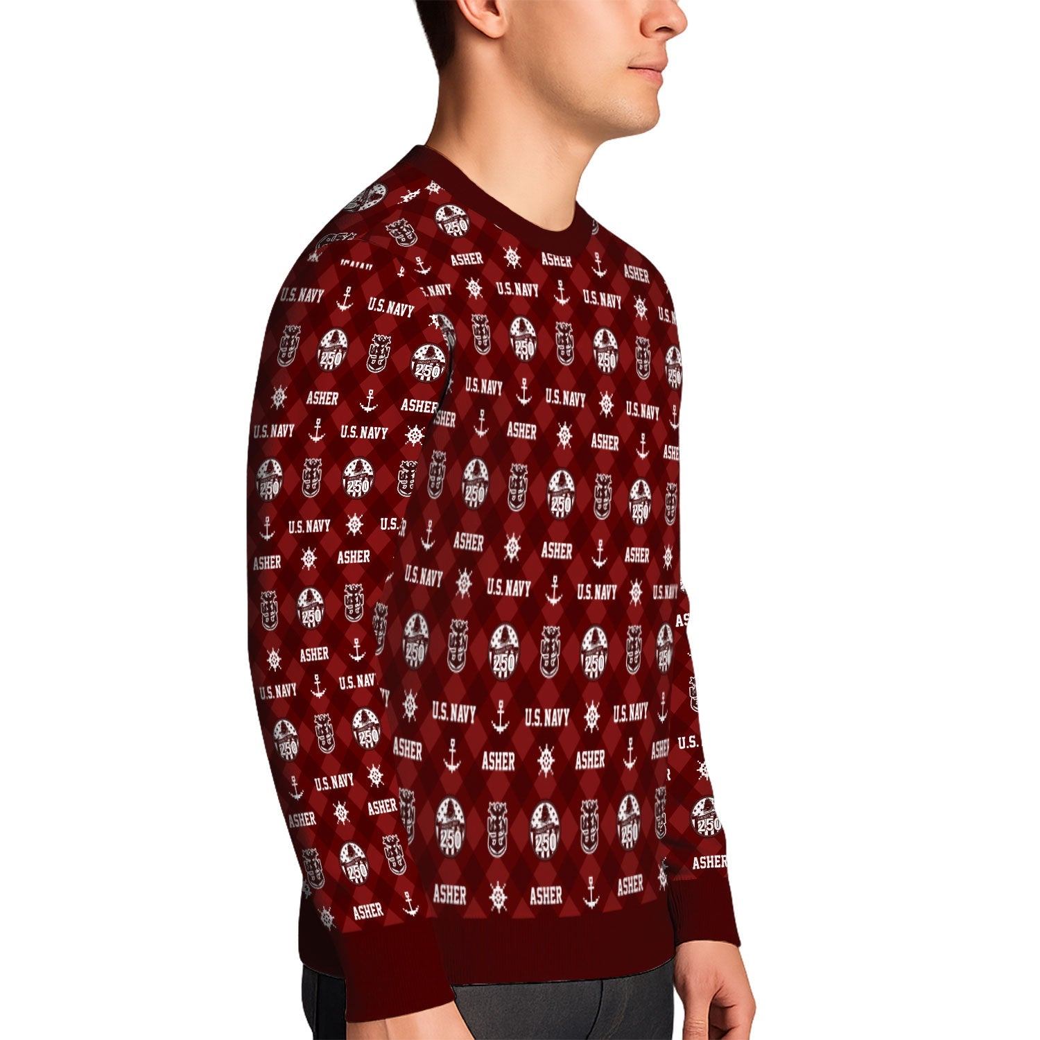 Personalized US Navy Christmas Ugly Sweater KAUST11