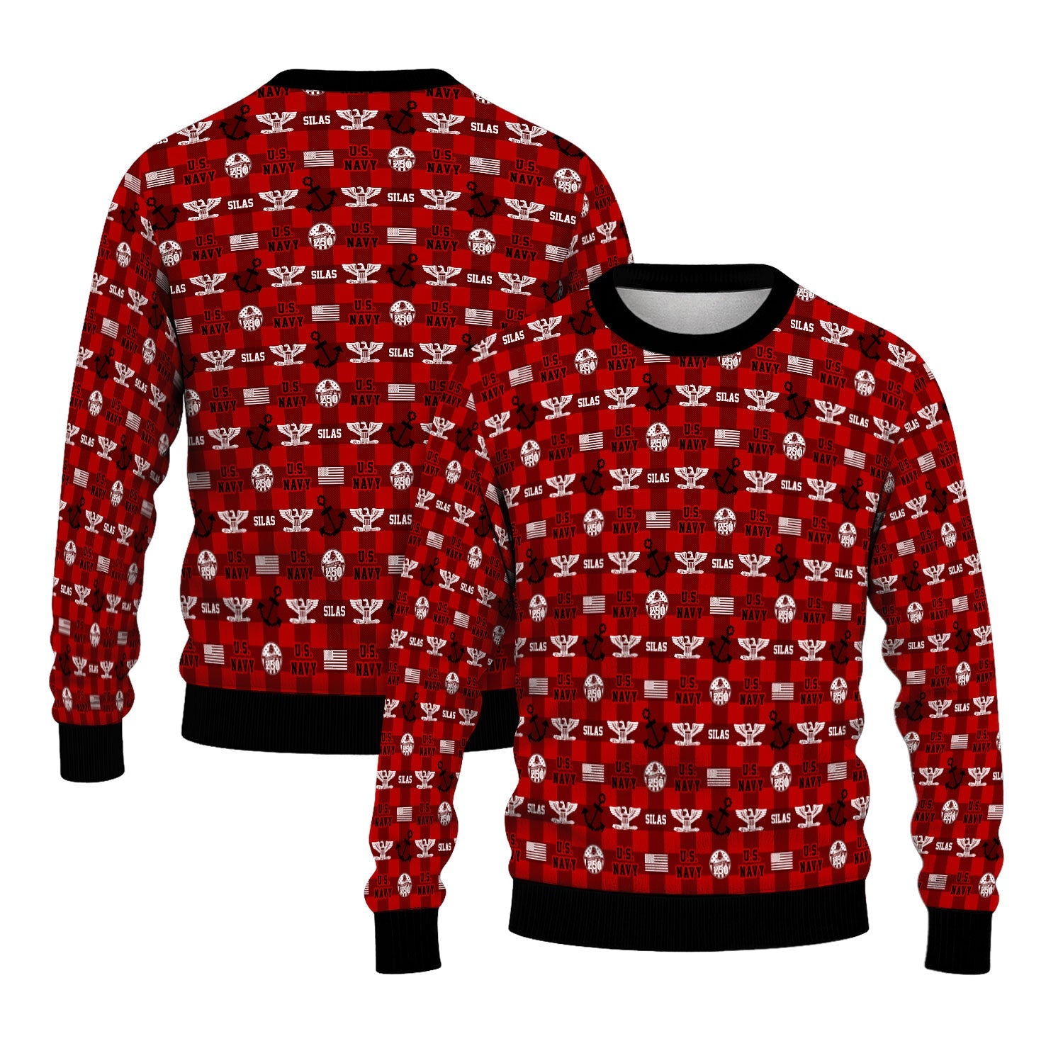 Personalized US Navy Christmas Ugly Sweater KAUST12