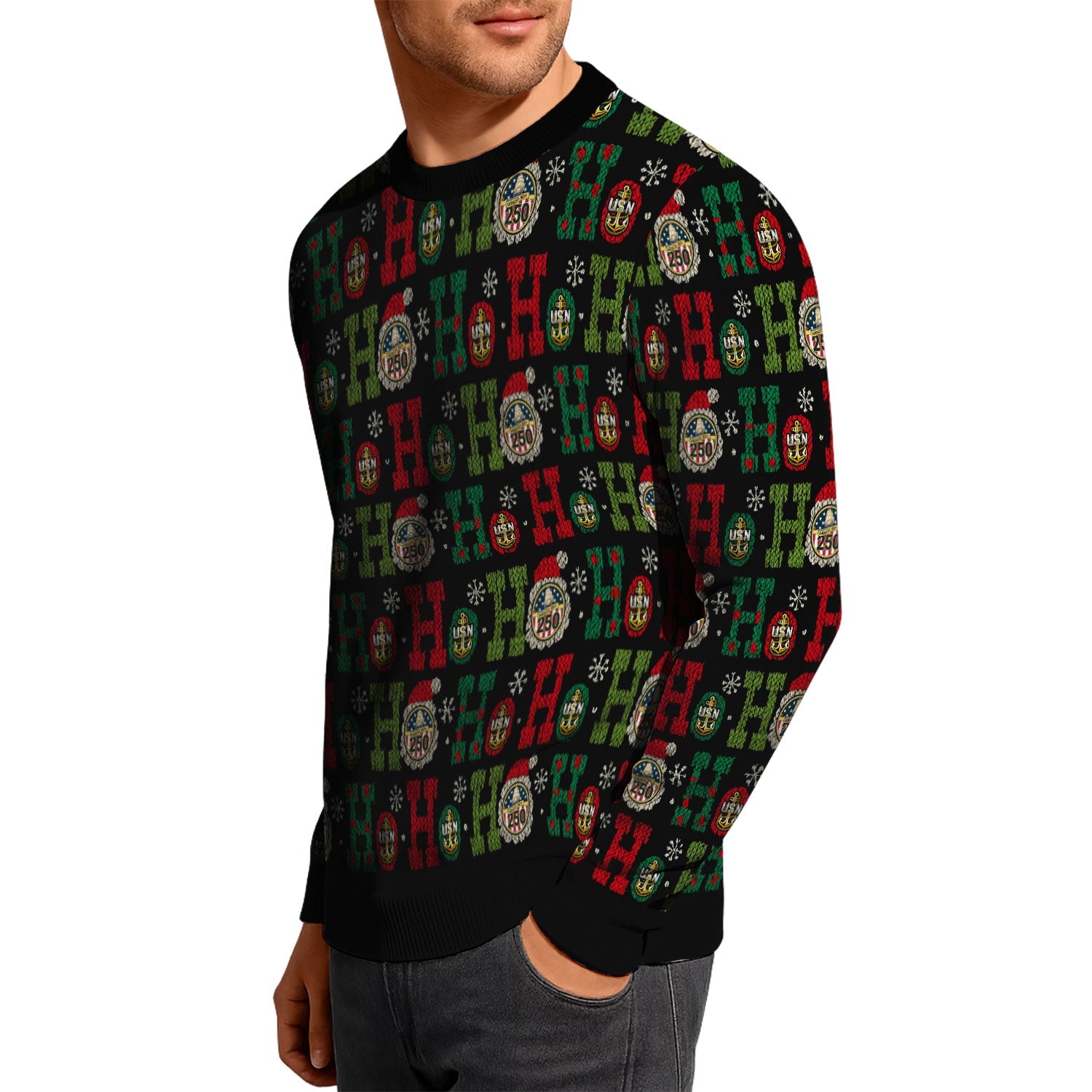 Personalized US Navy Christmas Ugly Sweater KAUST14