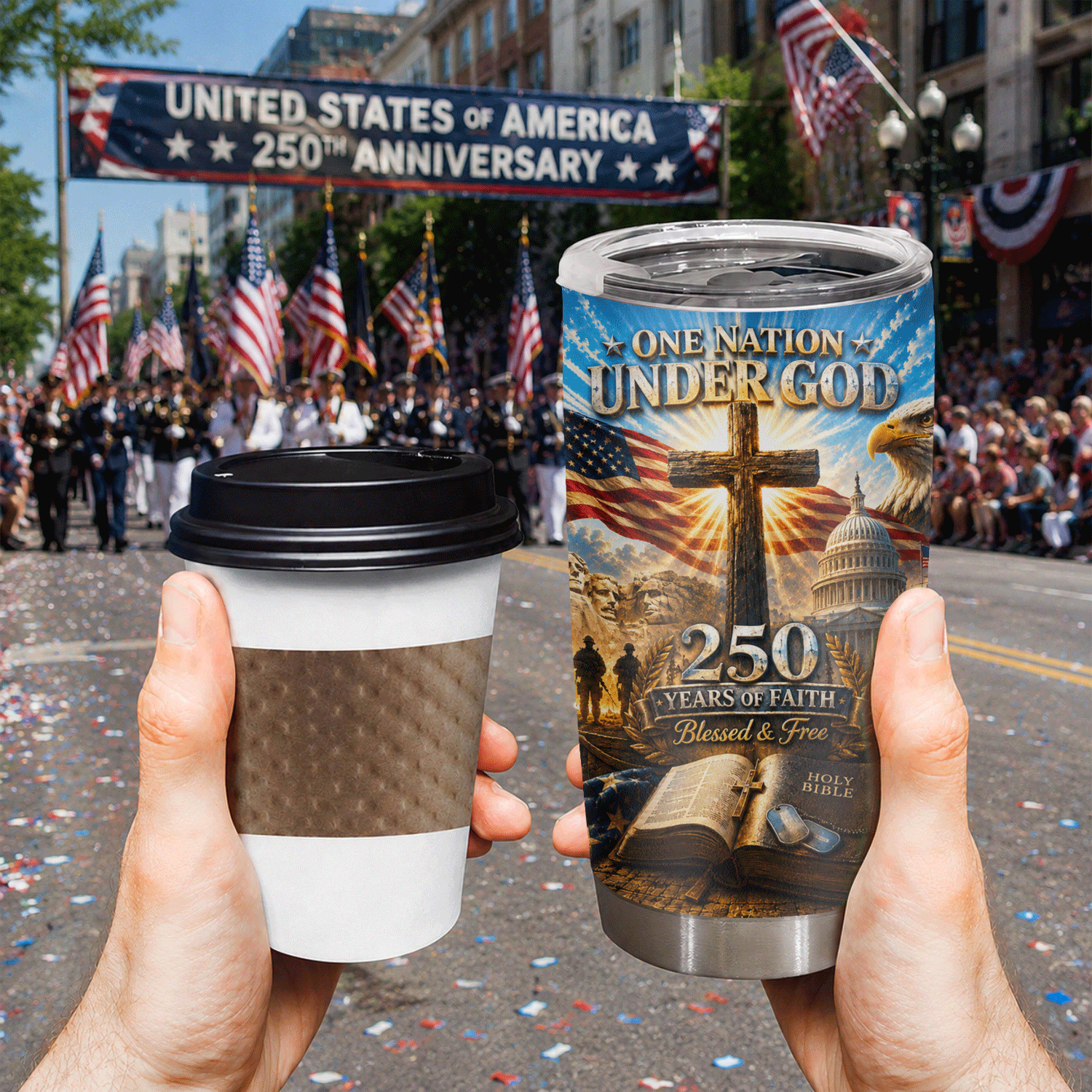 One Nation Under God 250 Years of Faith 20oz Tumbler
