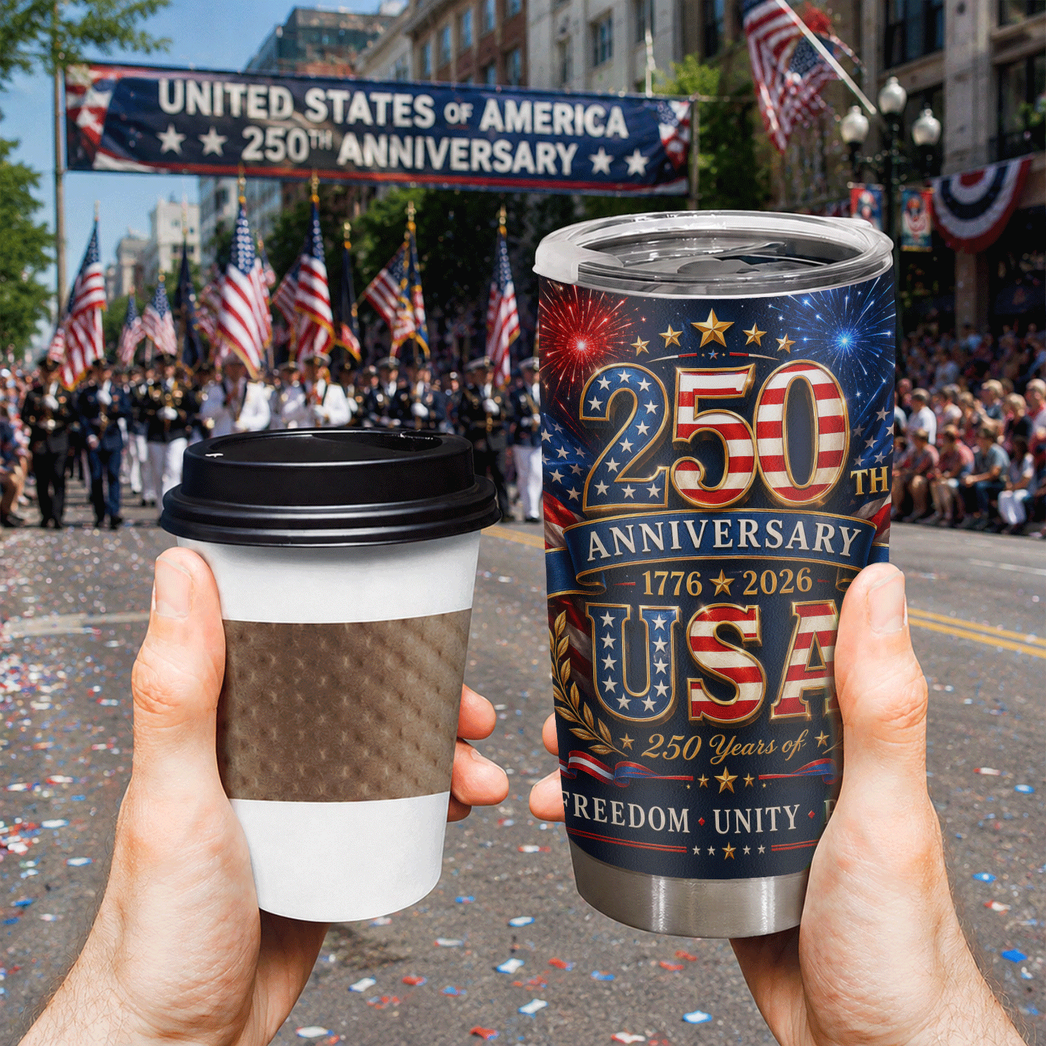 USA 250th Anniversary Freedom Unity Pride 20oz Tumbler