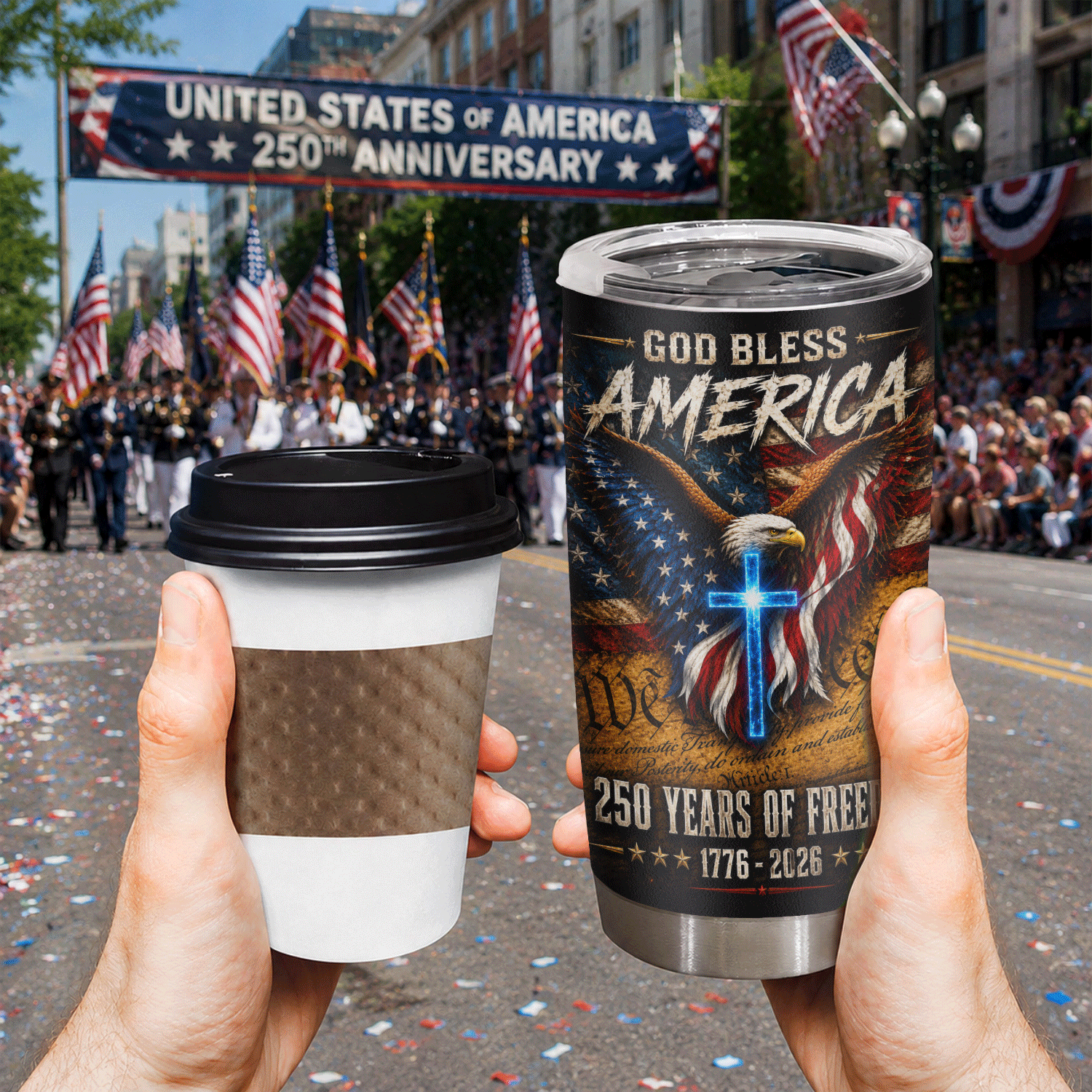God Bless America 250 Years of Freedom 20oz Tumbler