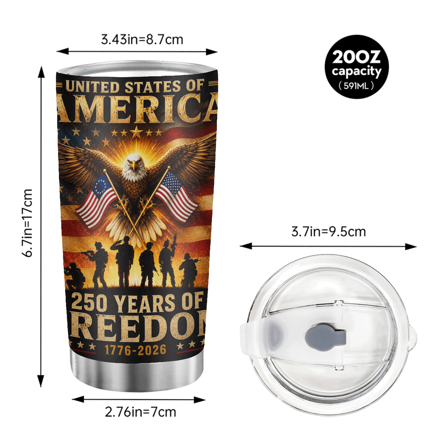 Patriotic USA Freedom Anniversary 20oz Tumbler