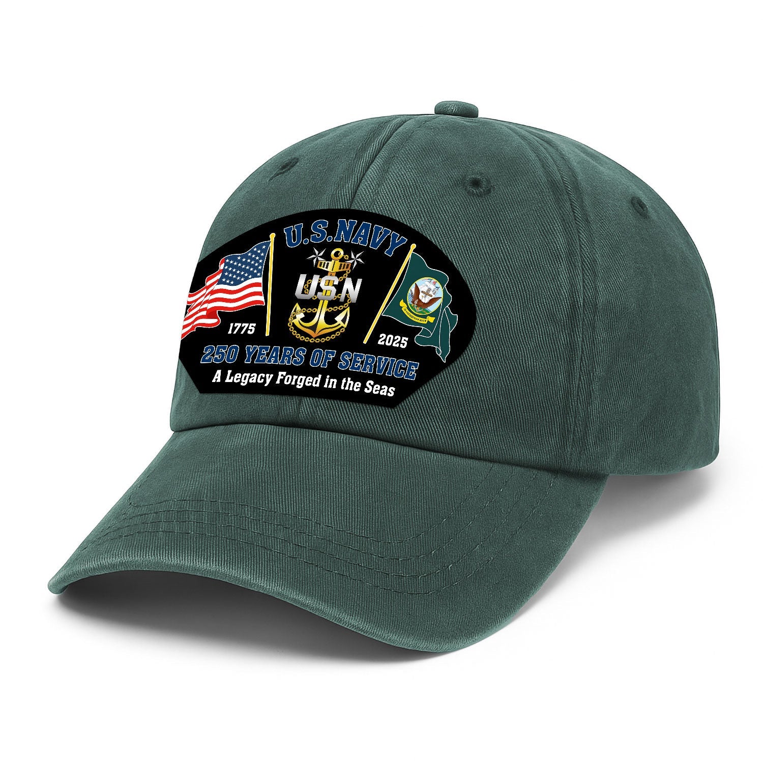 Custom Ranks US Navy Premium Washed Denim Cap DC001