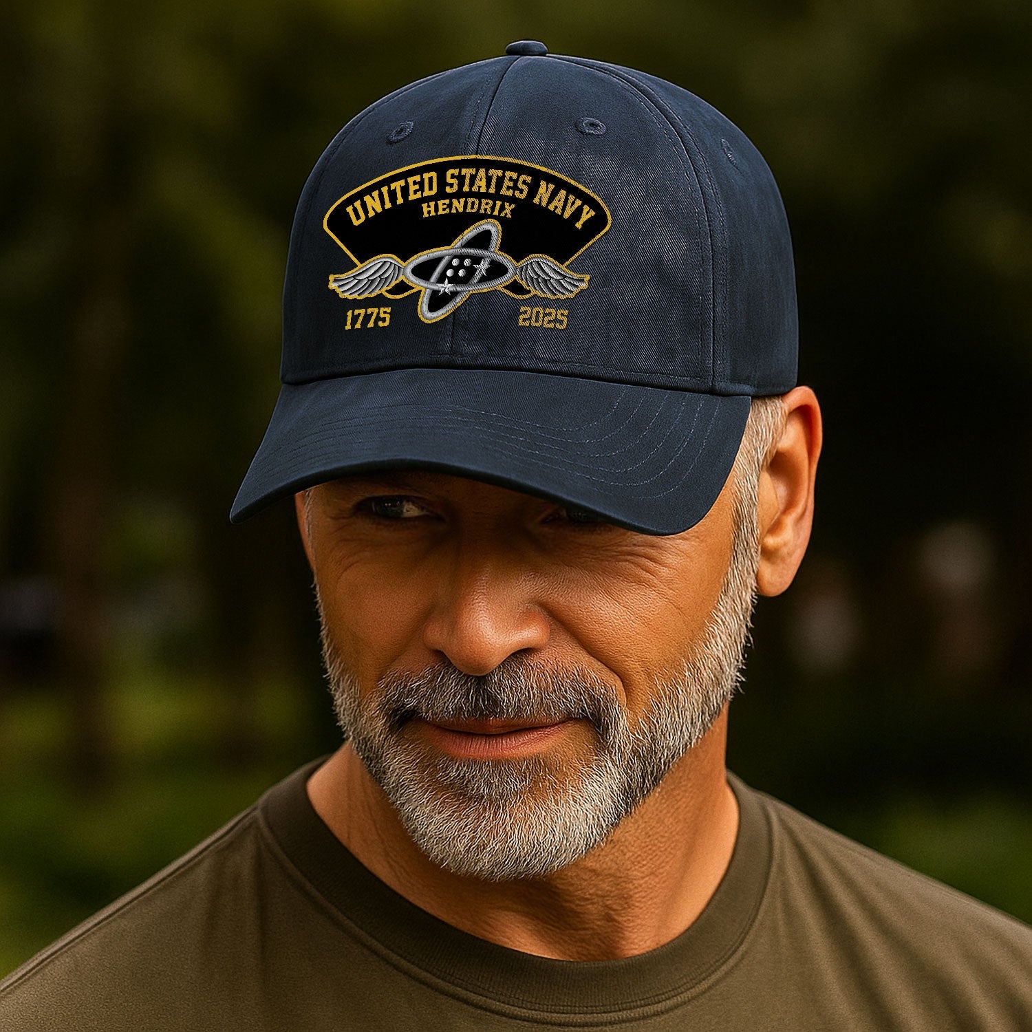 Custom Ranks & Text US Navy Premium Washed Denim Cap DC004