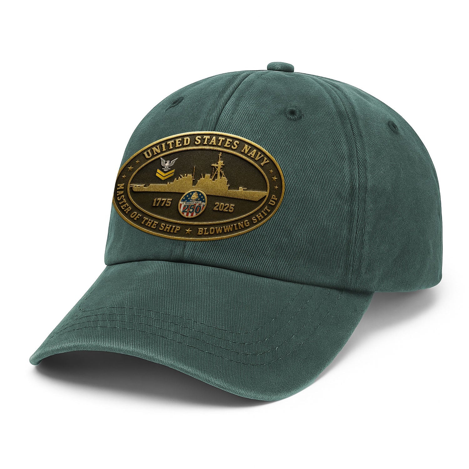 Custom Ranks US Navy Premium Washed Denim Cap DC026