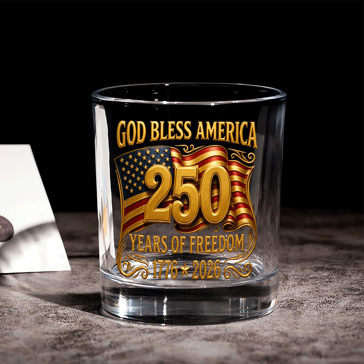 Patriotic Bourbon Glass USA 250 Years of Independence