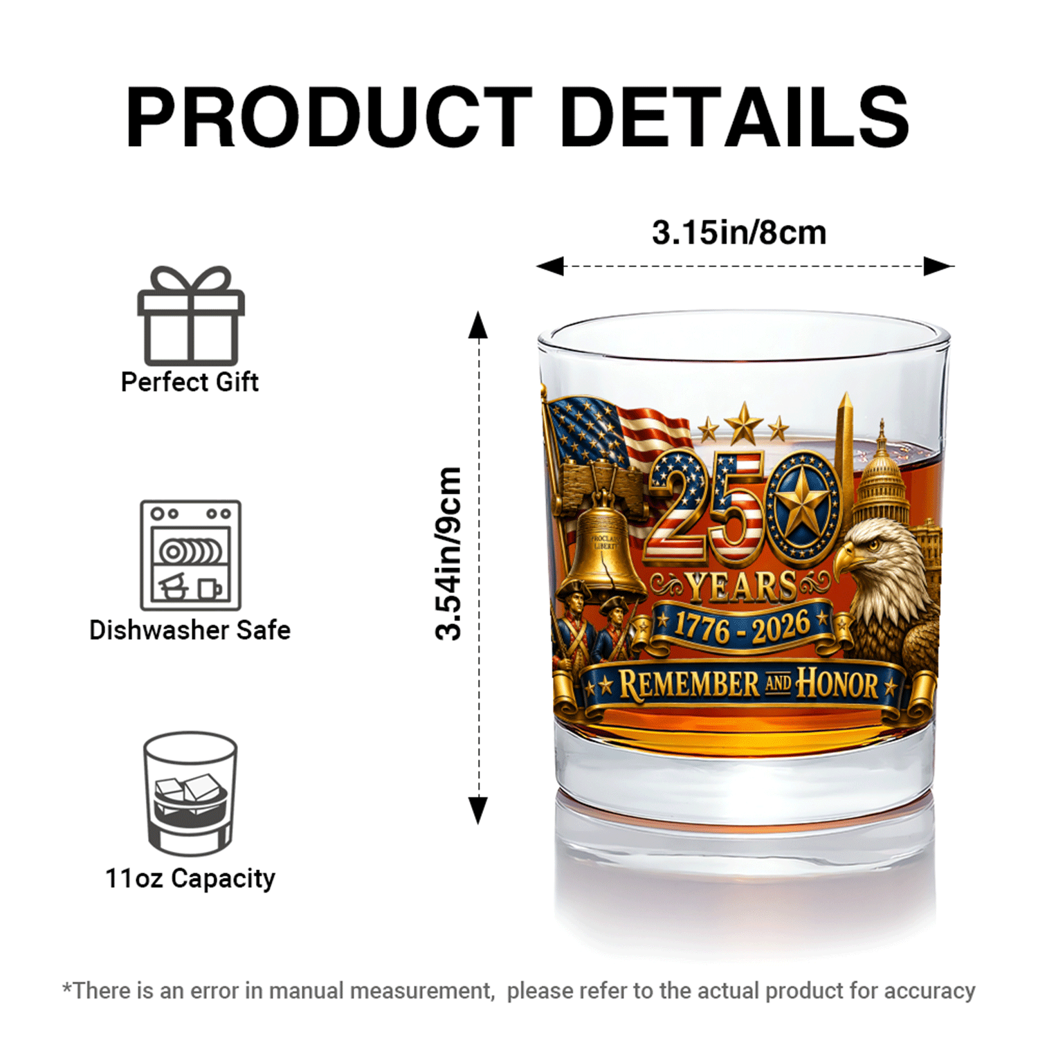 USA Freedom Whiskey Glass 1776-2026 Collector Edition