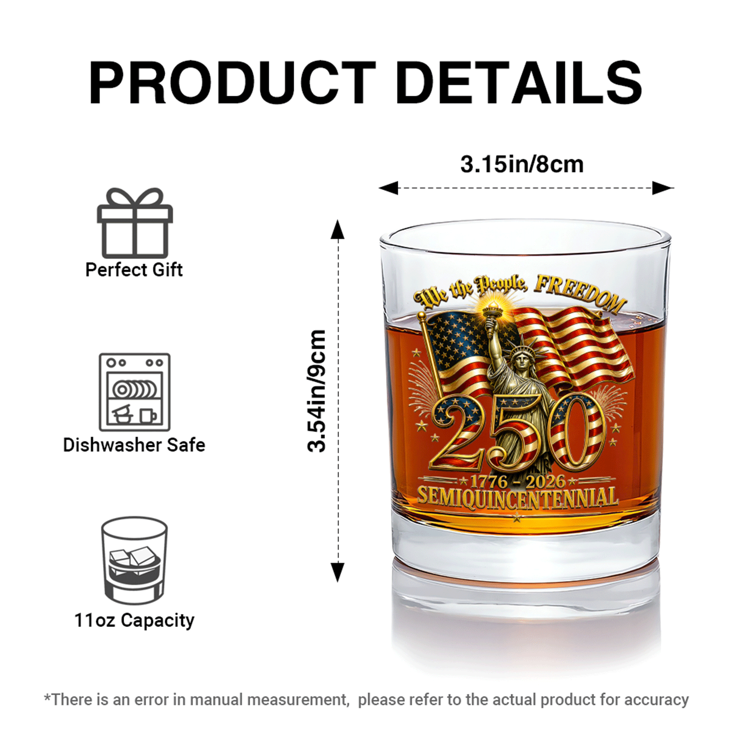 USA 250 Commemorative Whiskey Glass for Patriots