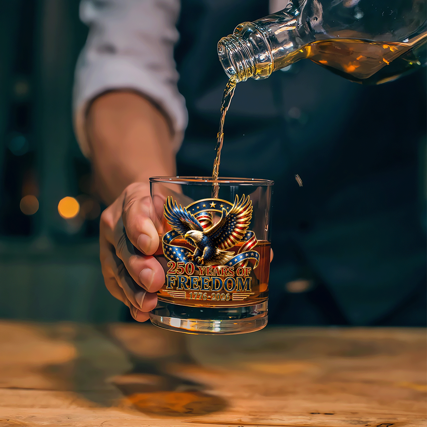 American Eagle Whiskey Glass USA 250th Anniversary Gift