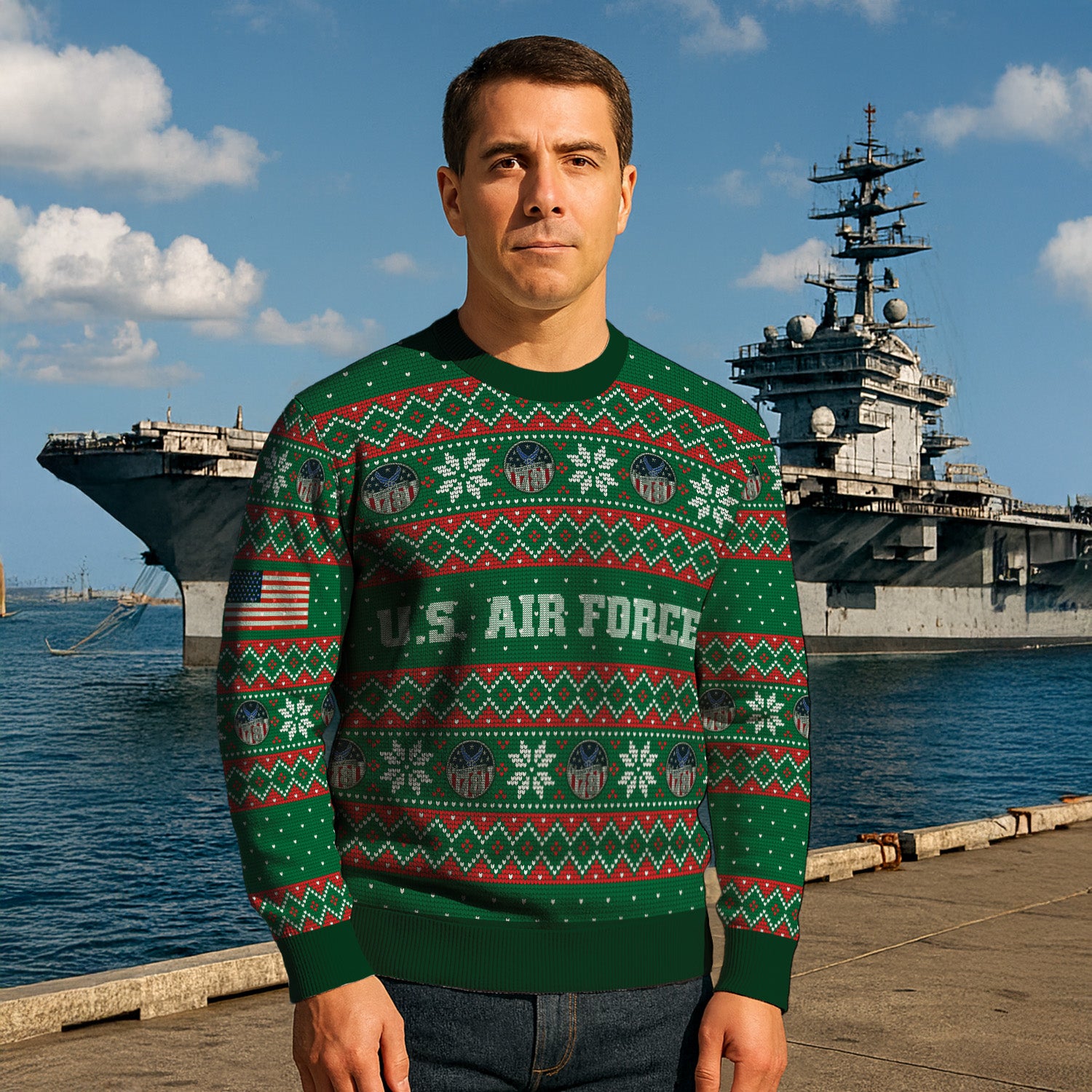 Custom Ranks US Air Force Ugly Christmas Sweater for Women Men KRUST09