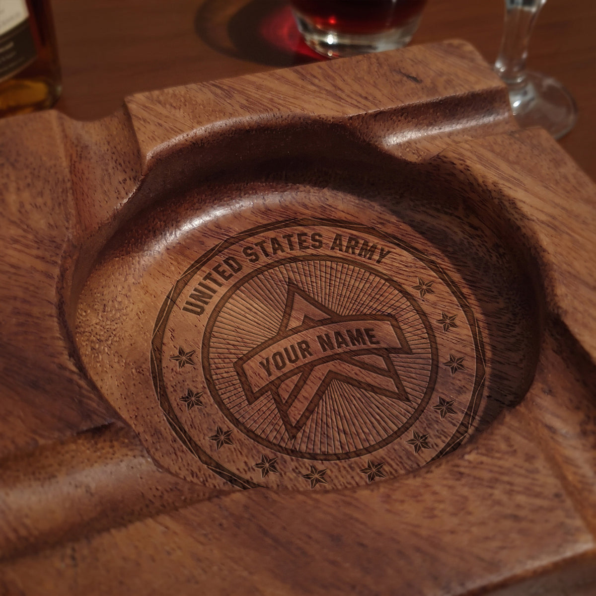 Personalized U.S. Air Force Cigar Ashtray Custom Rank Text Gift