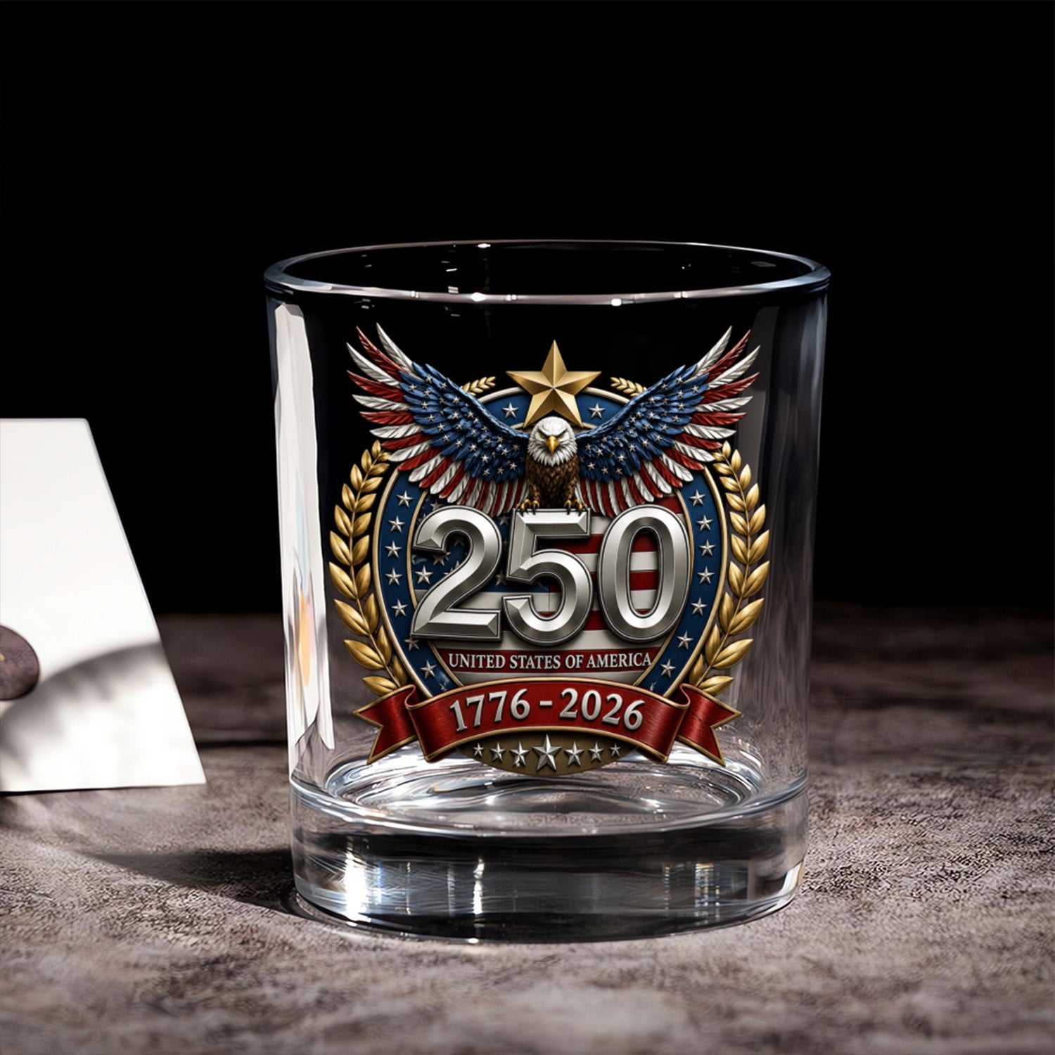 USA 250th Anniversary Whiskey Glass Patriotic Collector Gift