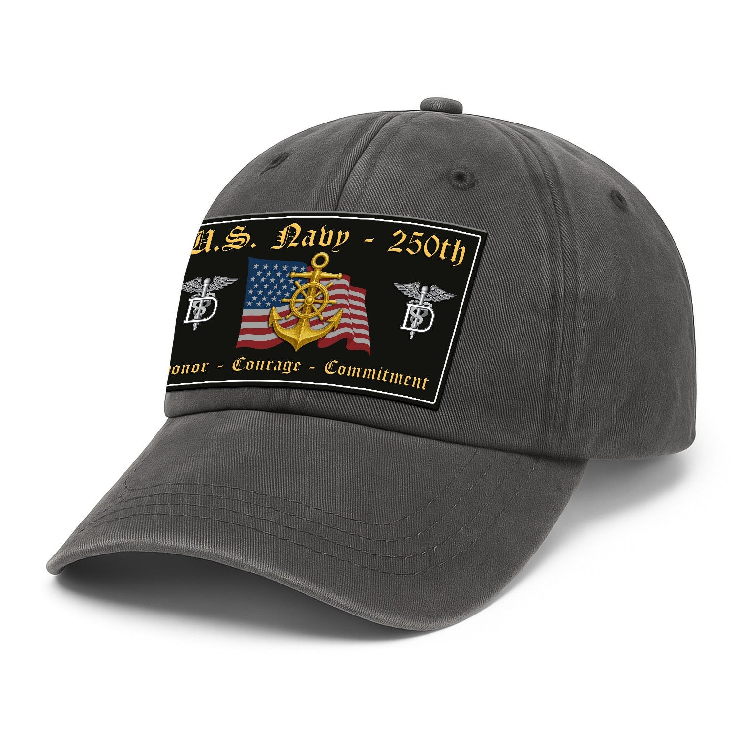 Custom Ranks US Navy Premium Washed Denim Cap DC018