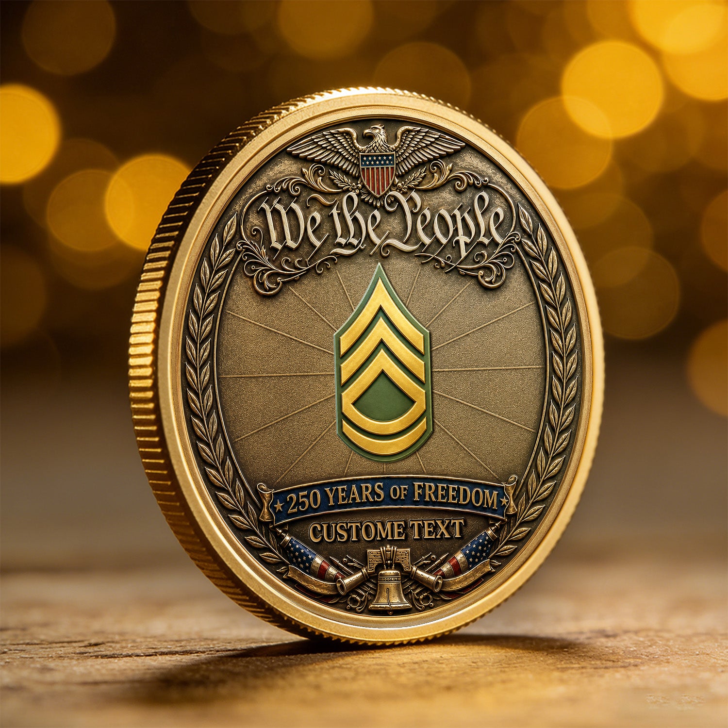 USA 250th Anniversary Custom US Army Rank Name 3D Challenge Coin Gift
