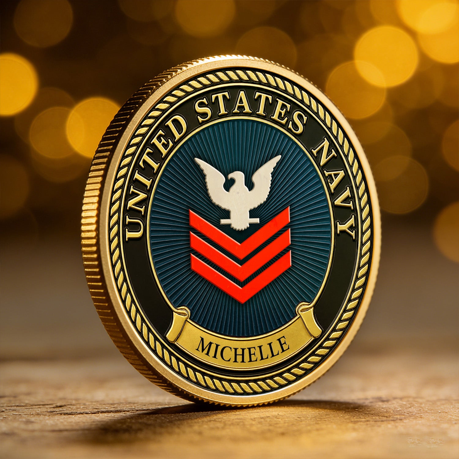 Custom Navy Challenge Coin Personalized Rank Name Gift