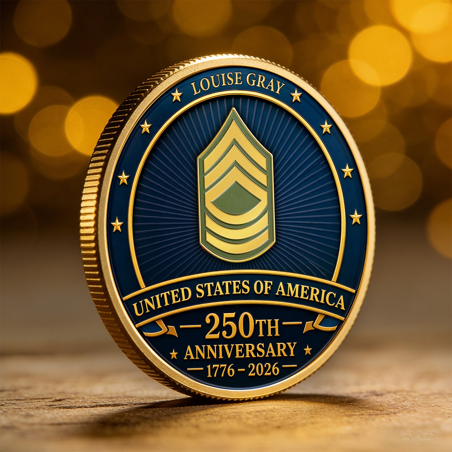 USA 250th Army Challenge Coin Custom Rank Name