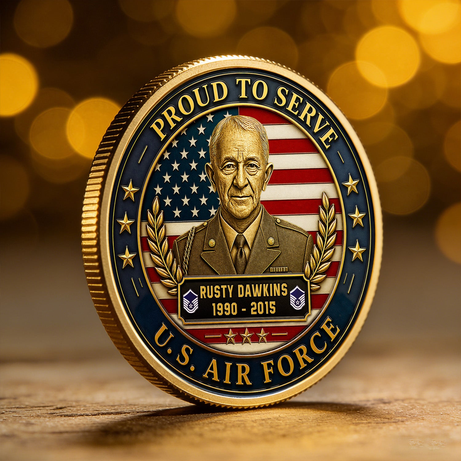 Personalized USAF Coin Custom Photo Rank Name Gift