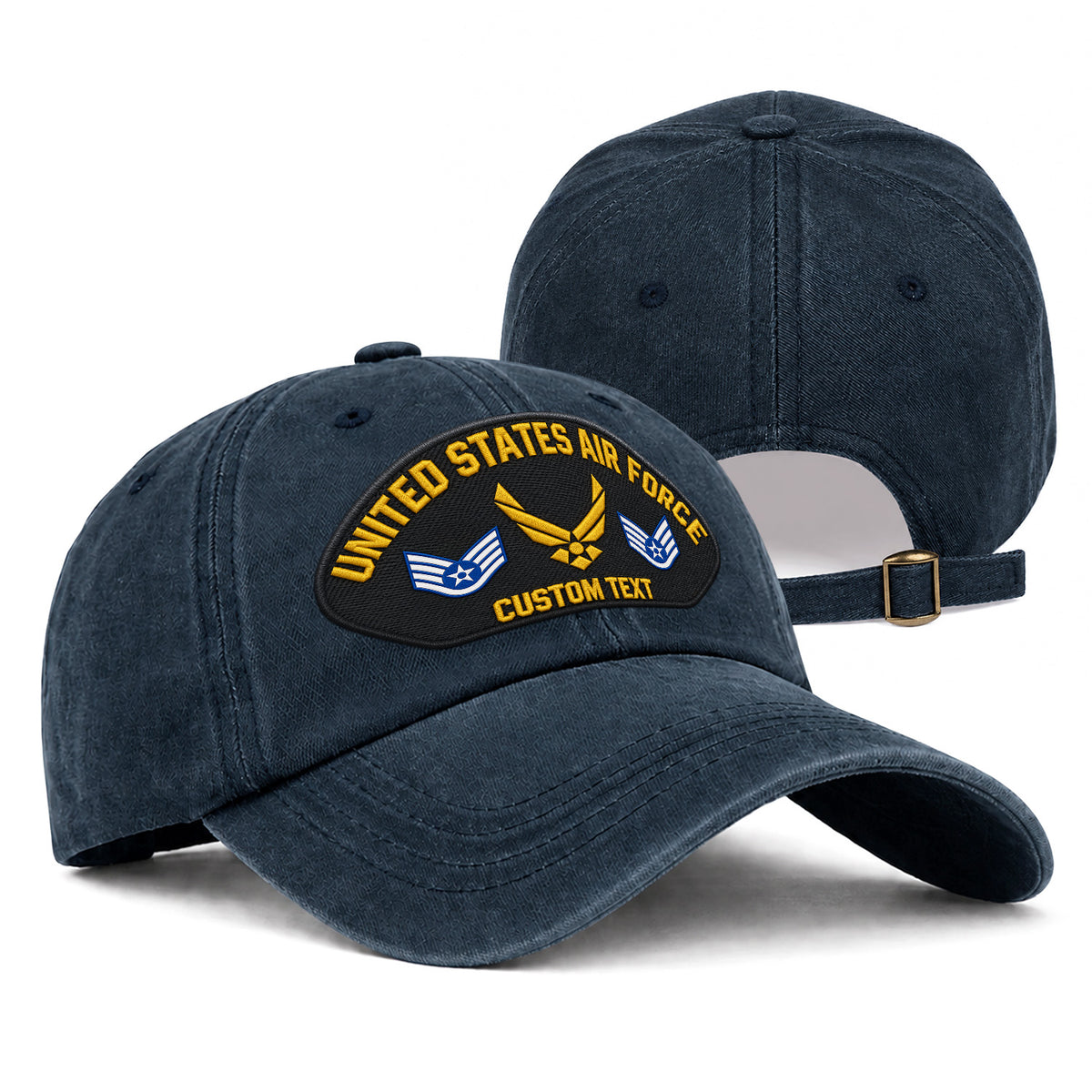 Custom U.S. Air Force Washed Cap Personalized Military Rank and Text