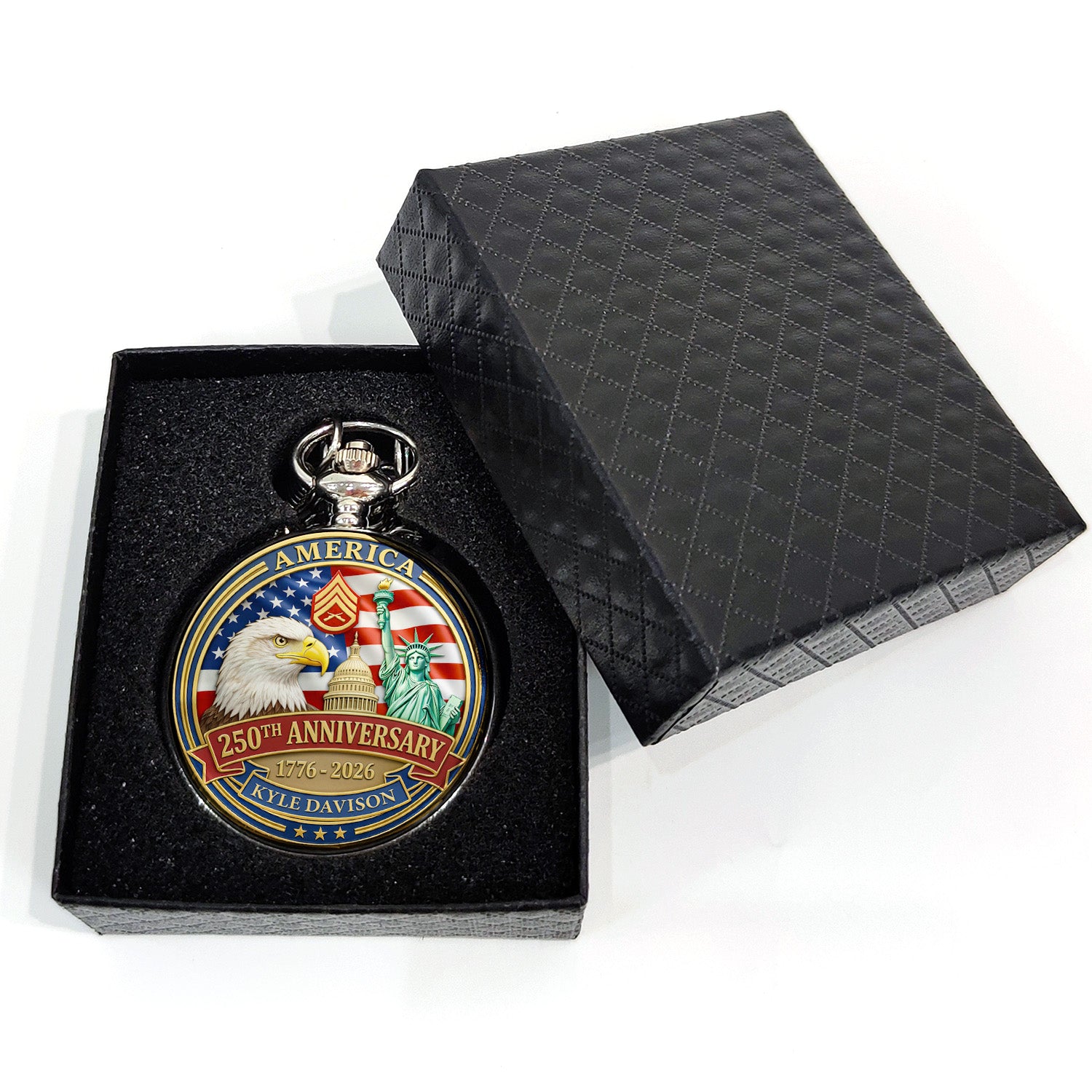 USMC Pocket Watch Custom Text Military Gift