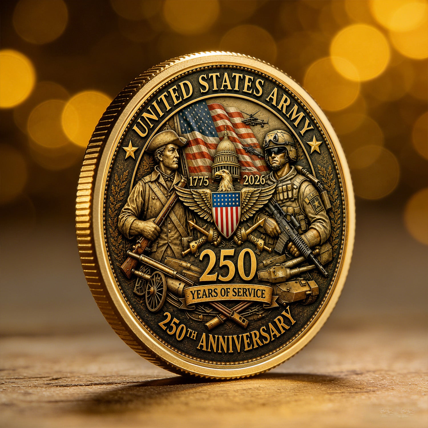 Personalized U.S. Army 250th Anniversary Soldier Challenge Coin