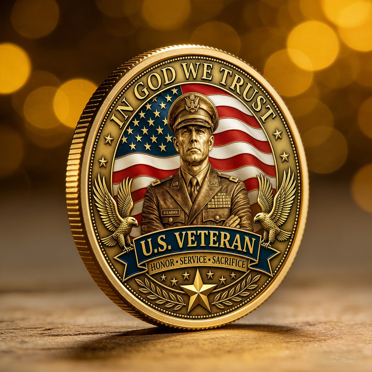 Army Veteran Custom Photo Rank Name 3D Challenge Coin Gift