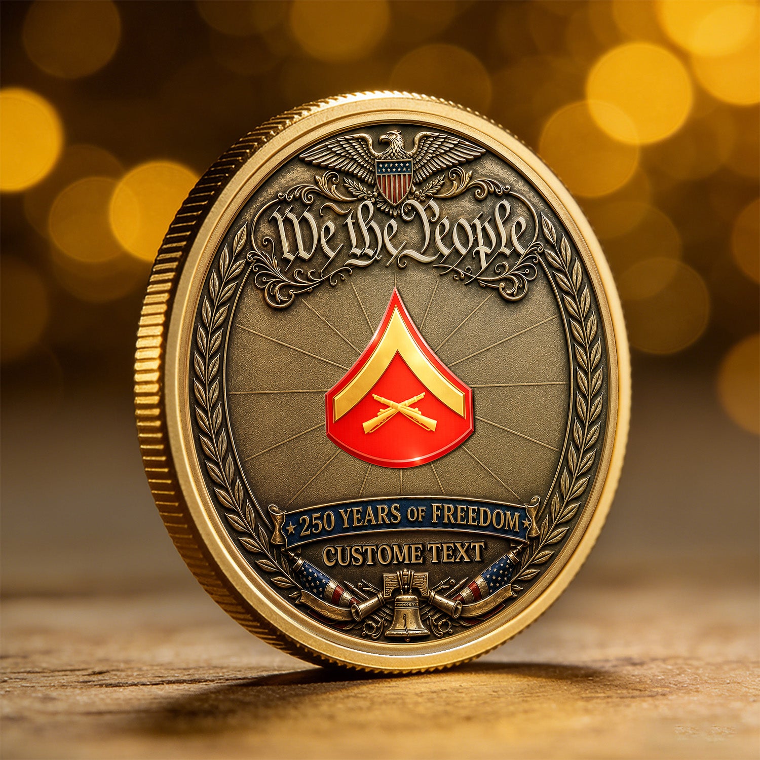 Custom USMC Rank Name We The People 3D Challenge Coin