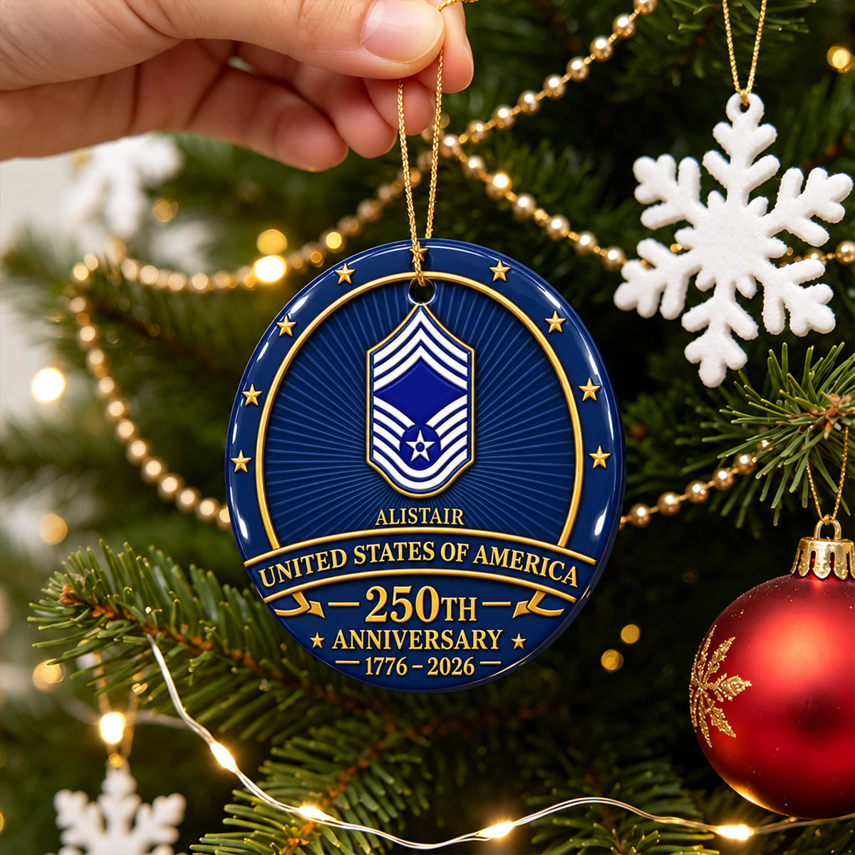 Personalized Army Ceramic Ornament Custom Military Rank and Text Gift