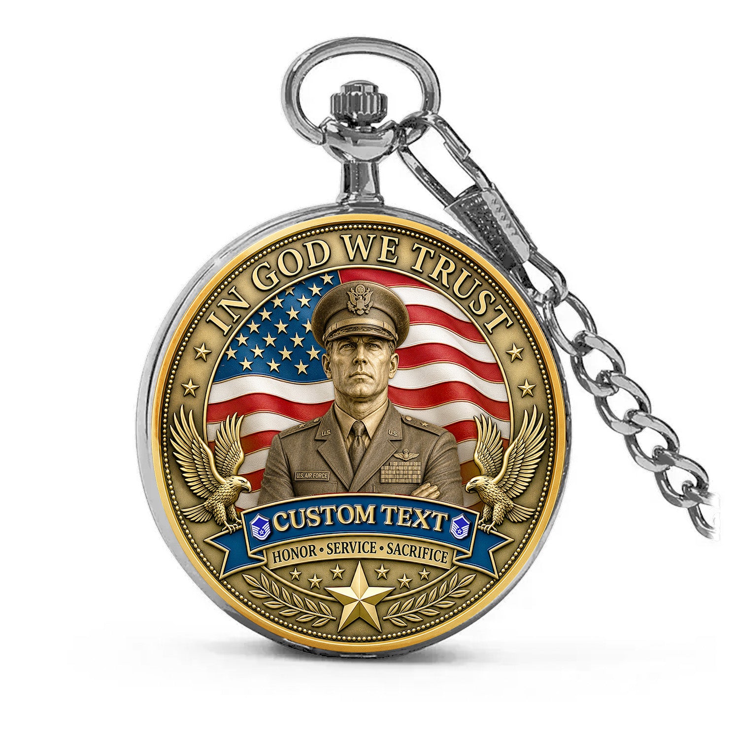 Air Force Veteran Gift Custom Pocket Watch 250 Years