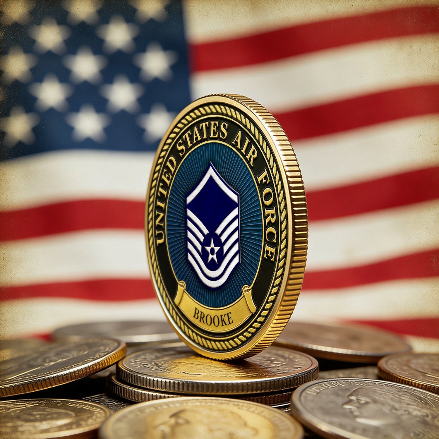 Custom Air Force Challenge Coin Personalized Rank Name Gift