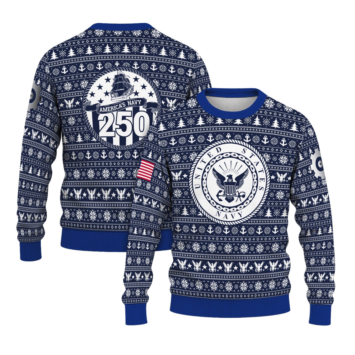 Personalized US Navy Christmas Ugly Sweater KRUST11