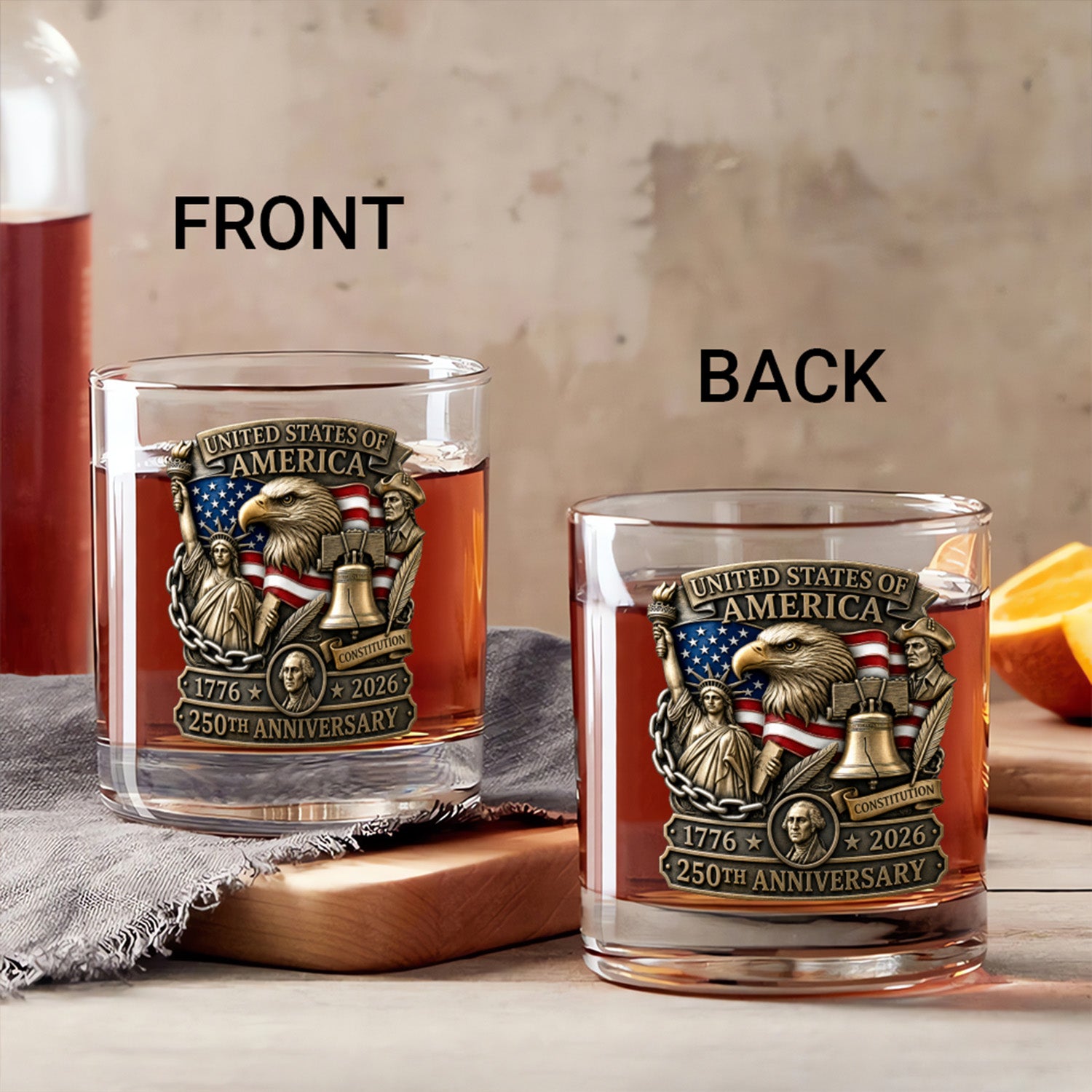 Semiquincentennial Whiskey Glass USA 250 Anniversary Gift