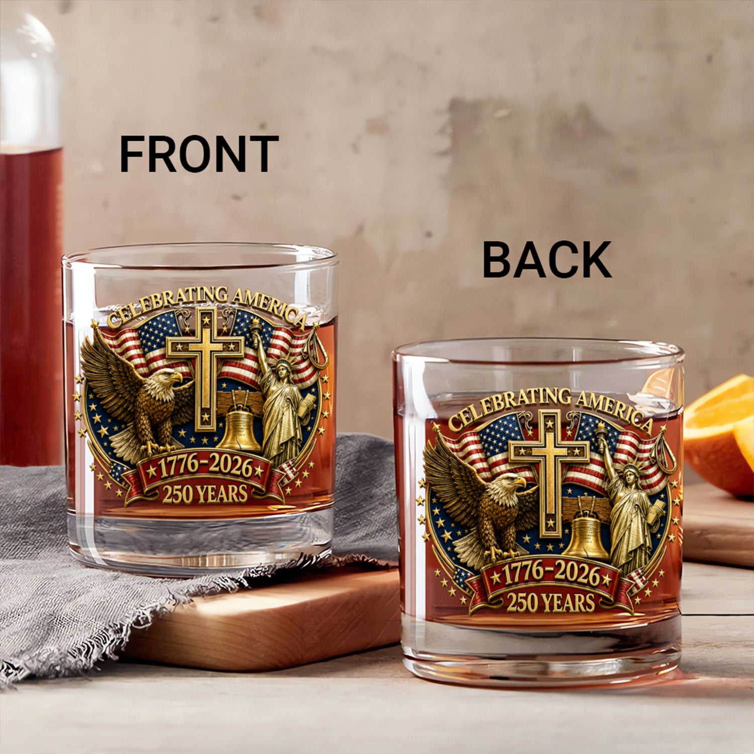 American Liberty Whiskey Glass USA 250 Years Collectible Gift