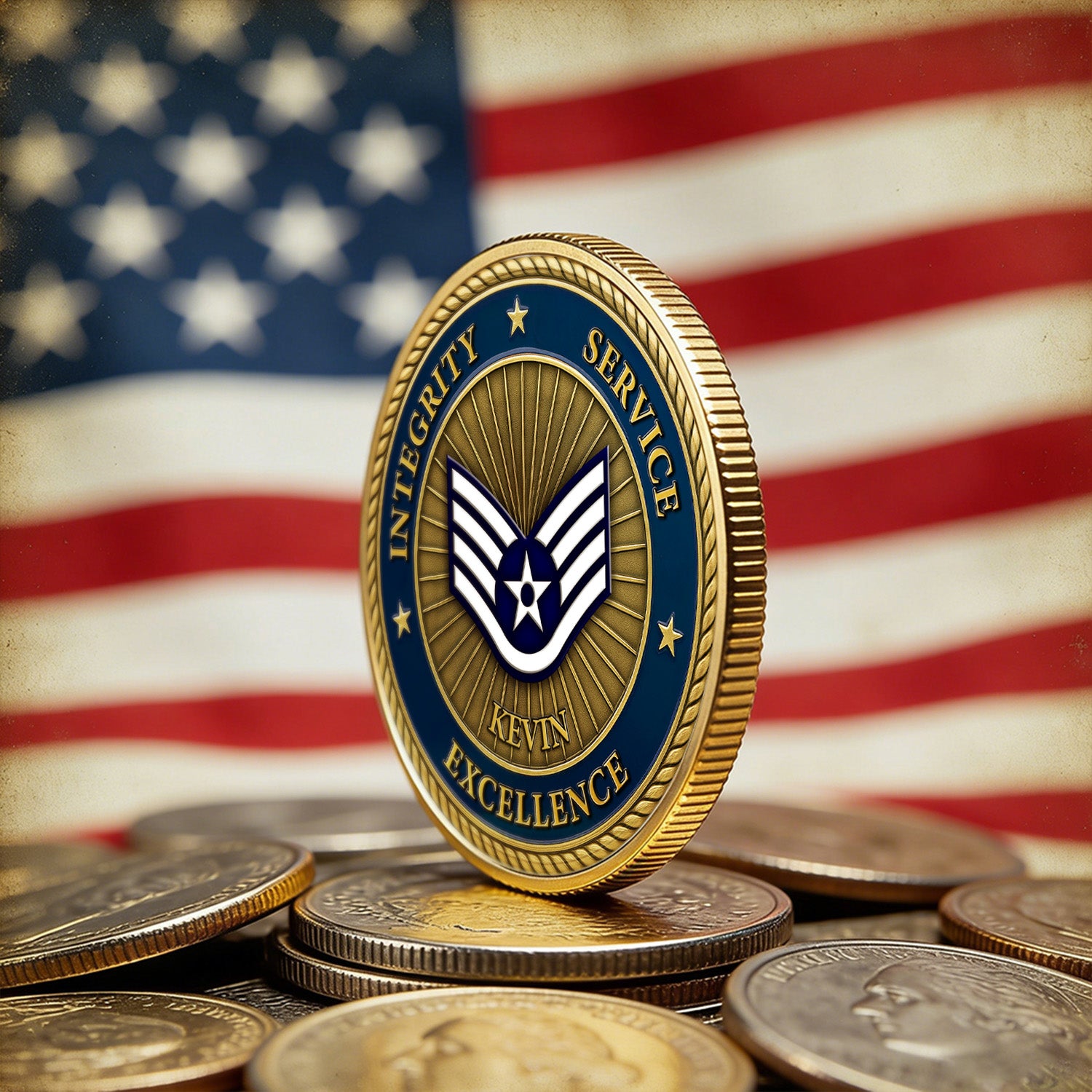 Personalized Challenge Coin US Air Force Rank Name Gift