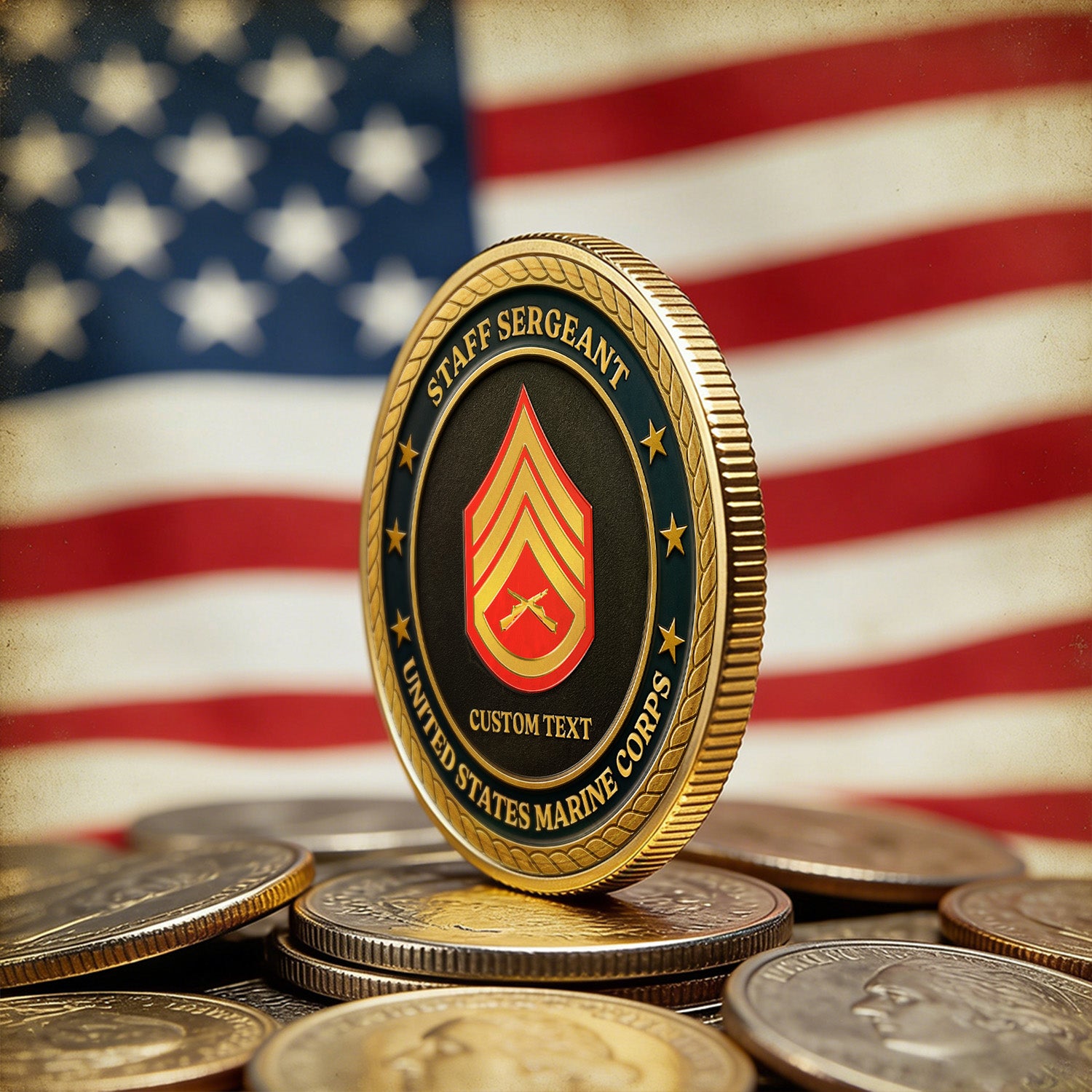 Personalized U.S. MARlNES Rank Challenge Coin – Custom Veteran Tribute