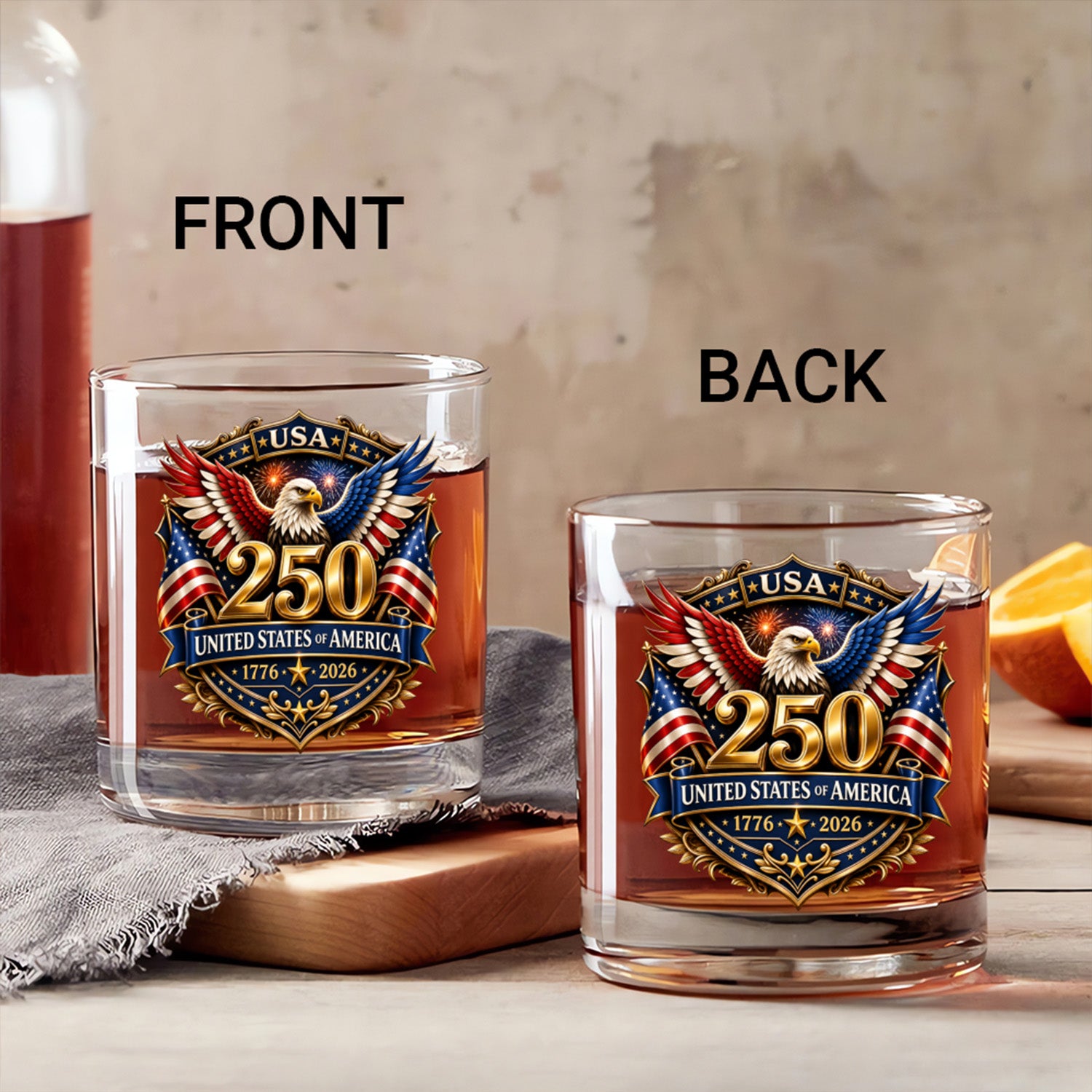 America 250 Whiskey Glass 1776-2026 Commemorative Gift
