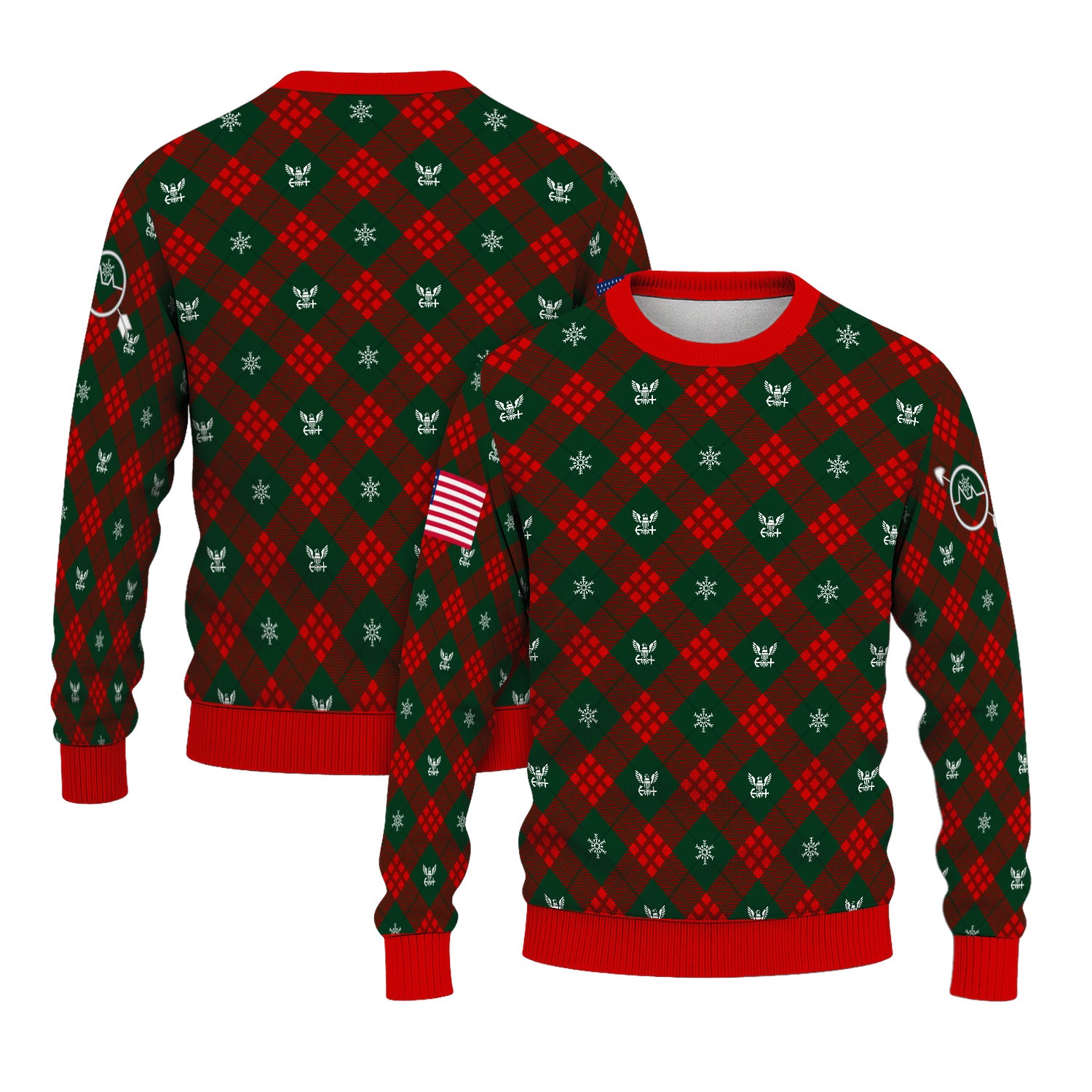 Custom Ranks US Navy Ugly Christmas Sweater for Women Men KRUST08