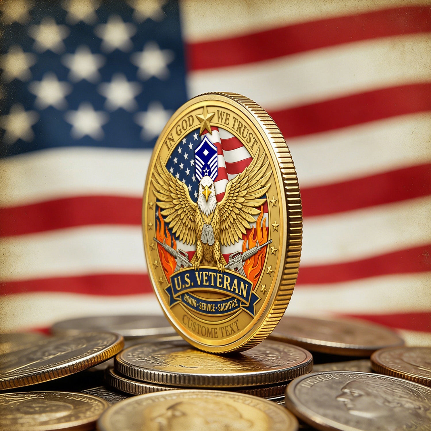 Personalized U.S. Air Force Veteran Eagle Challenge Coin