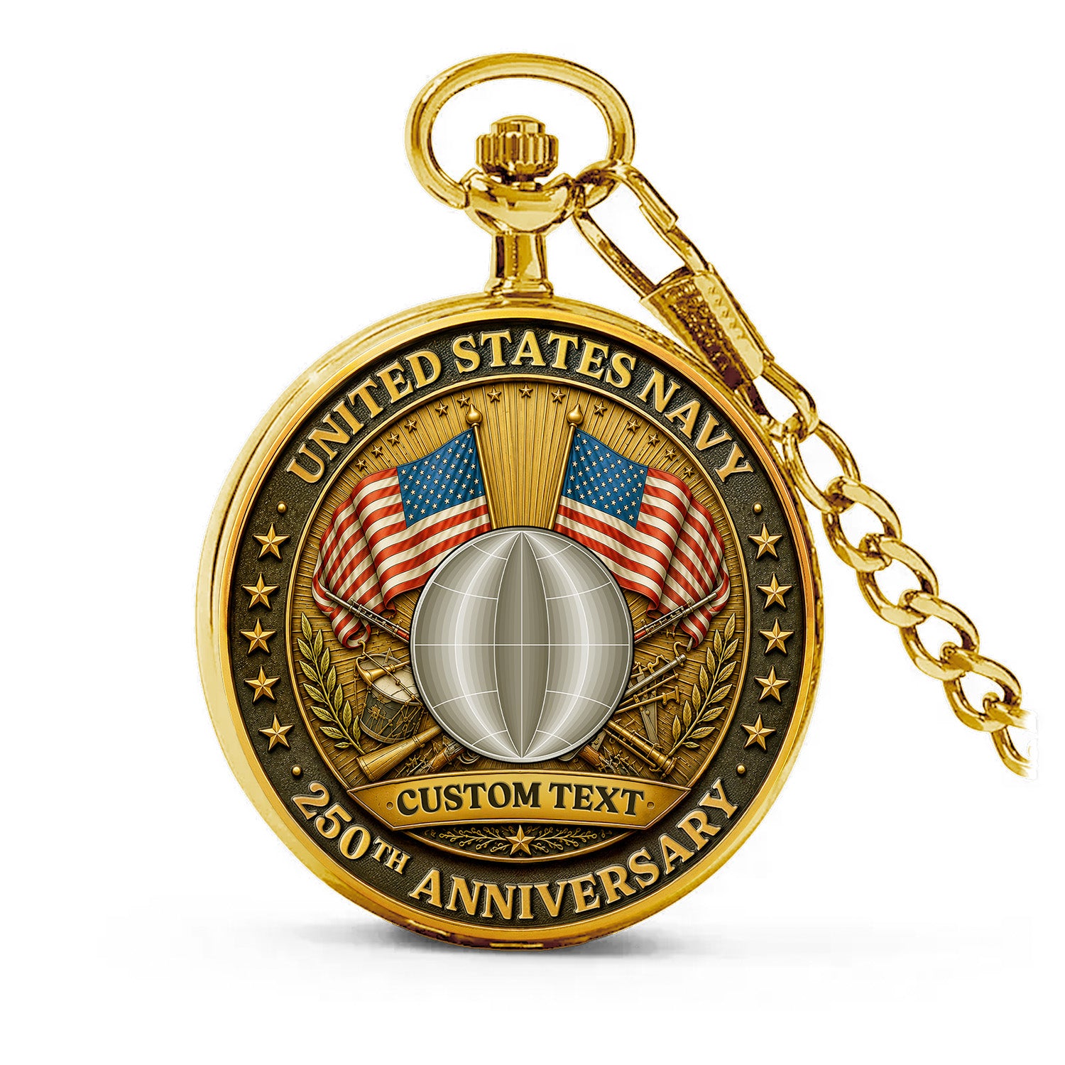 Personalized Navy Chief Pocket Watch 250th Anniversary Gift