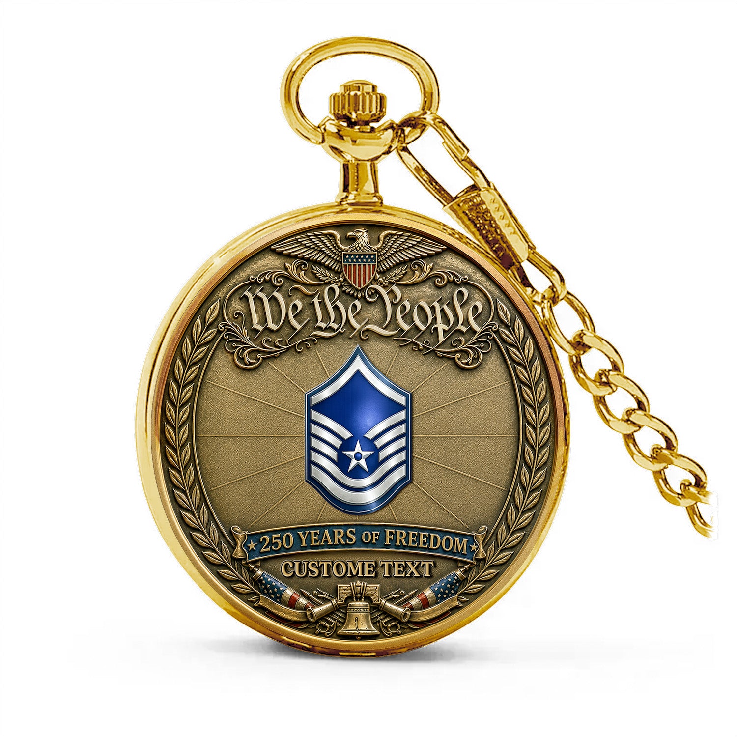 US Air Force 250 Years Pocket Watch Custom Name Rank Gift