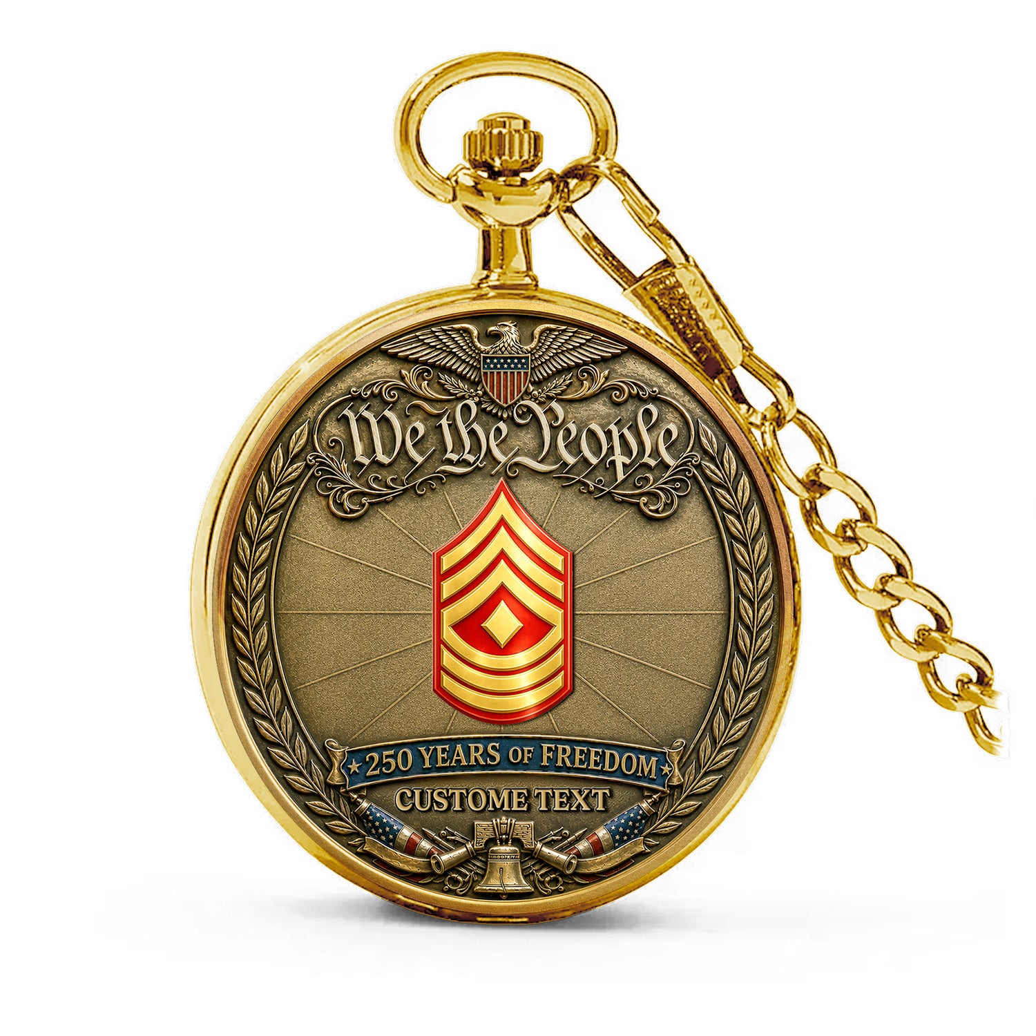 USMC 250 Years Pocket Watch Custom Name Rank Veteran Gift